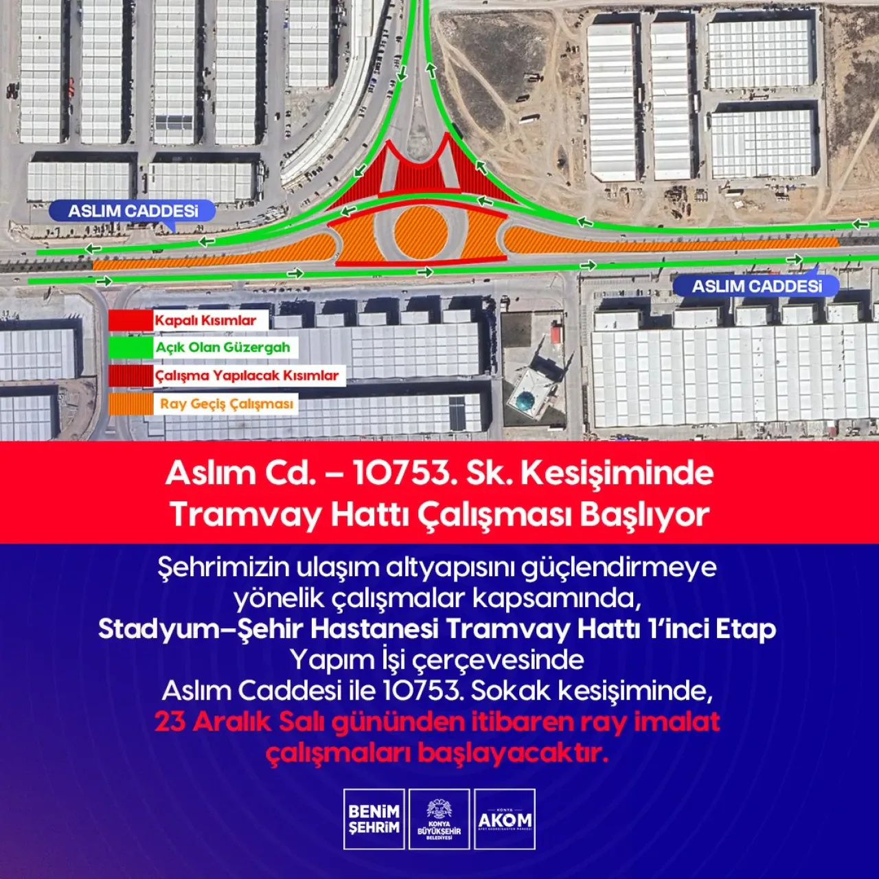 Konya'da Aslım Caddesi'nde Tramvay Hattı Çalışması: Trafik Düzeni Değişiyor Konya'da Aslım Caddesi'nde Tramvay Hattı Çalışması: Trafik Düzeni Değişiyor
