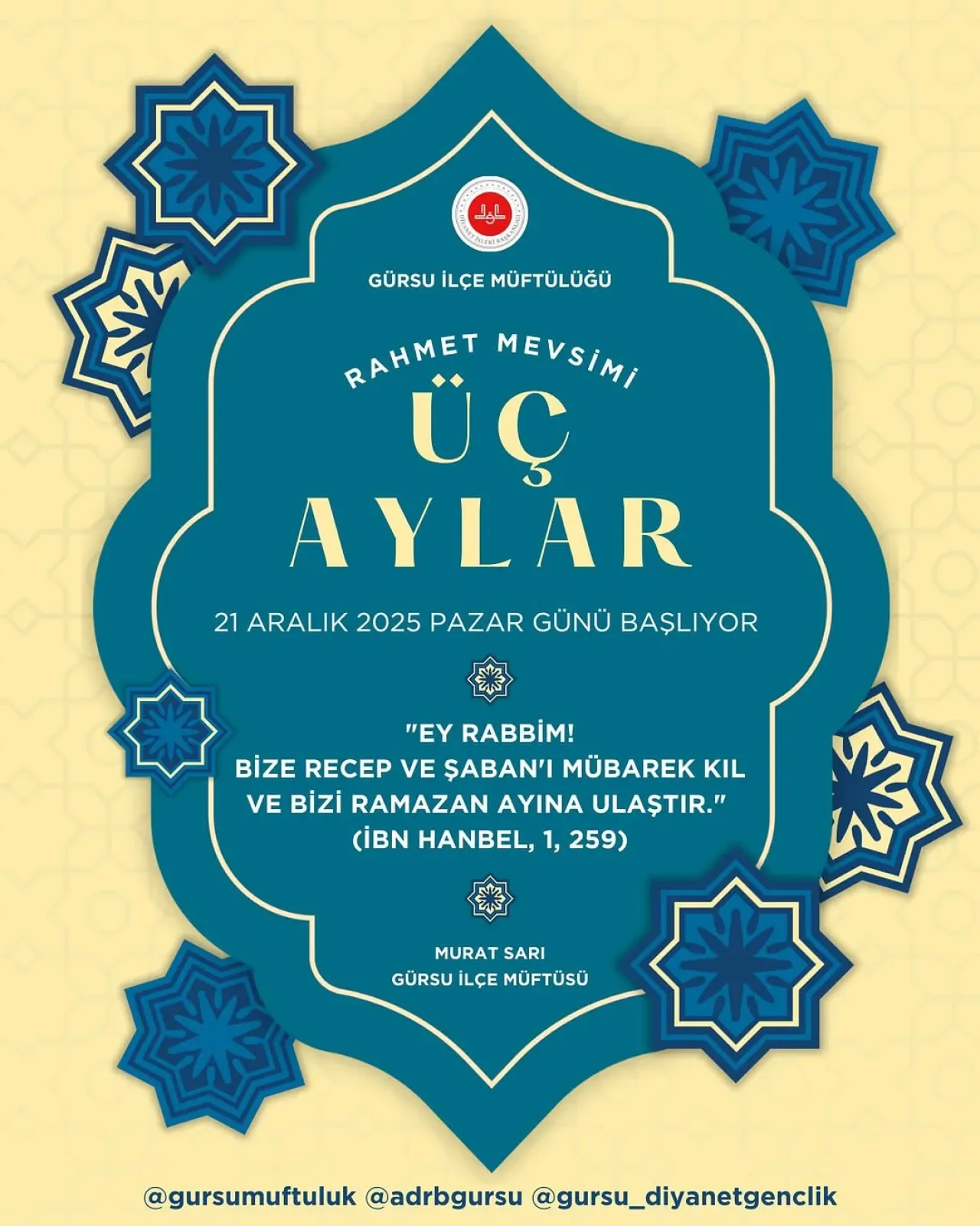 Bursa Gürsu'da Üç Ayların Başlamasıyla Manevi Huzur Dönemi Bursa Gürsu'da Üç Ayların Başlamasıyla Manevi Huzur Dönemi