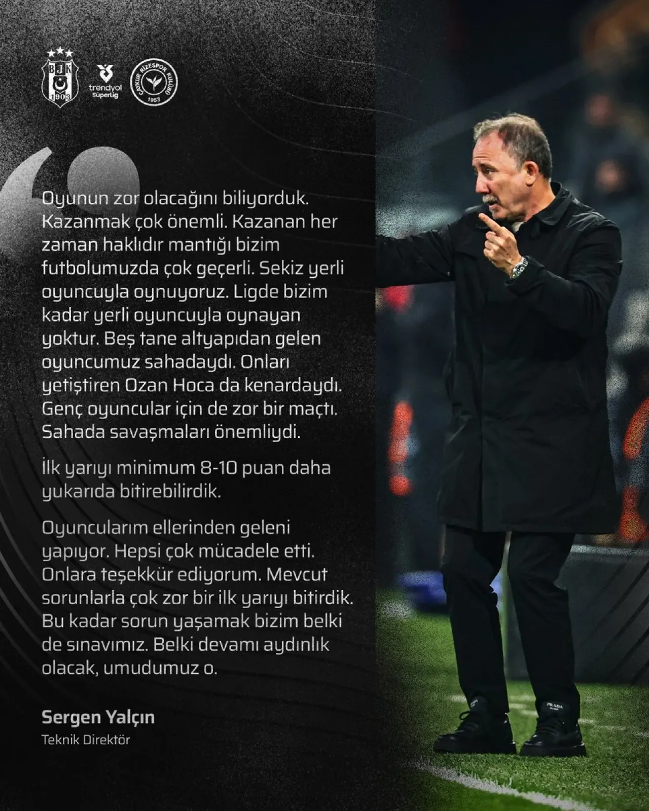 Beşiktaş Teknik Direktörü Sergen Yalçın'dan Açıklamalar Beşiktaş Teknik Direktörü Sergen Yalçın'dan Açıklamalar