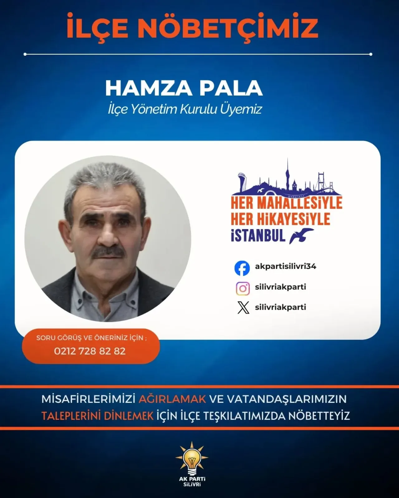 AK Parti Silivri İlçe Teşkilatında Nöbetçi İlçe Yönetim Kurulu Üyesi Görevlendirildi AK Parti Silivri İlçe Teşkilatında Nöbetçi İlçe Yönetim Kurulu Üyesi Görevlendirildi