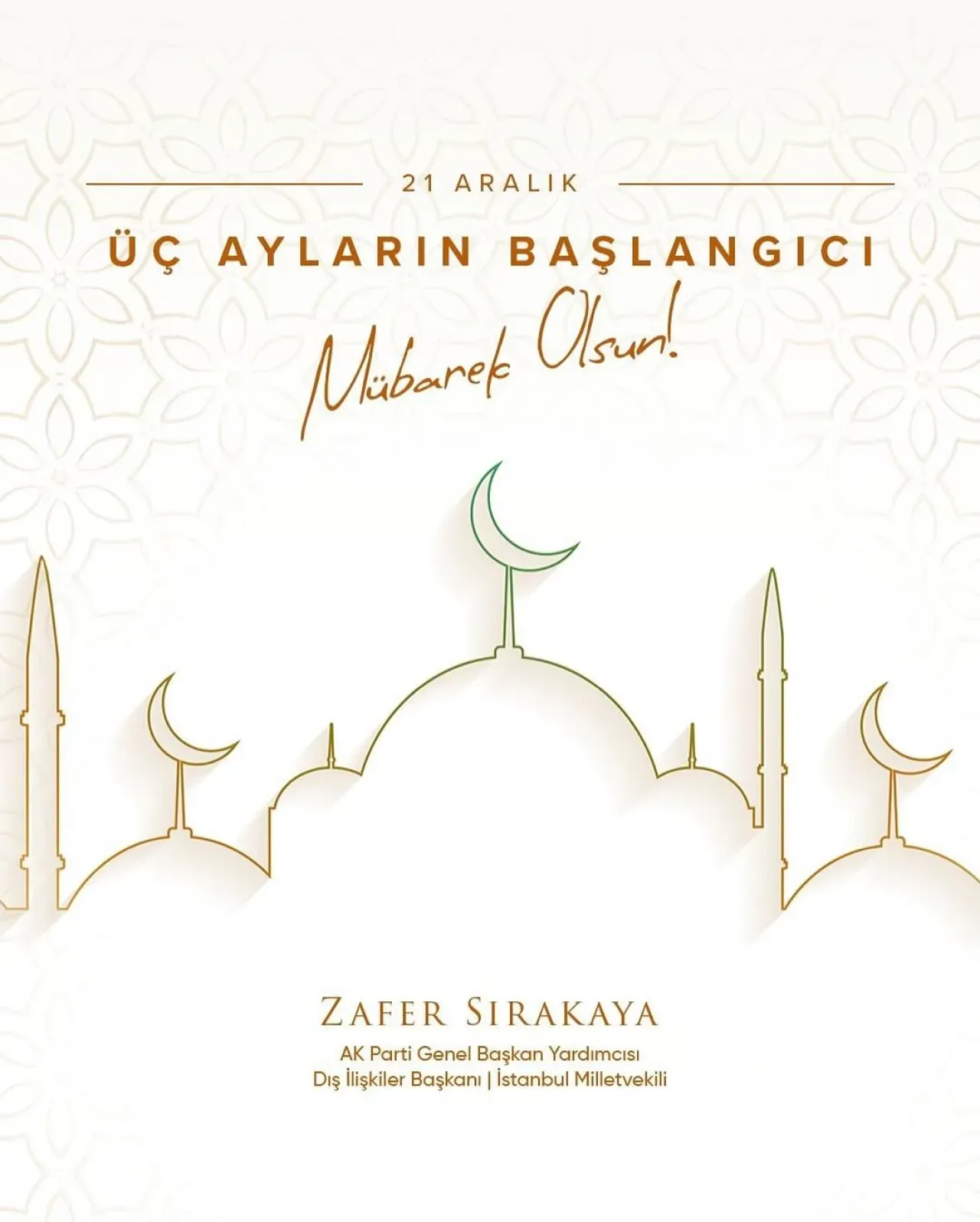 Zafer Sırakaya, Mübarek Üç Ayların Başlangıcını Değerlendirdi Zafer Sırakaya, Mübarek Üç Ayların Başlangıcını Değerlendirdi