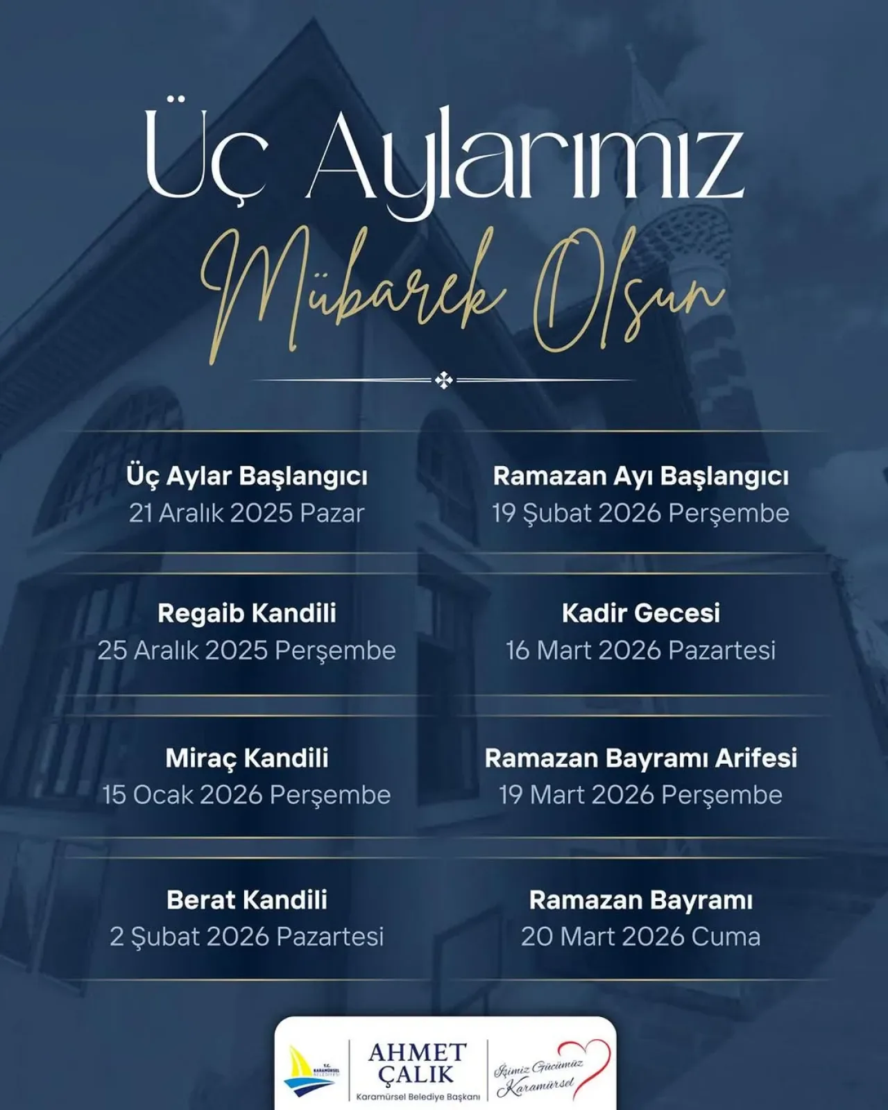 Karamürsel'de Üç Ayların Manevi İklimi Başladı Karamürsel'de Üç Ayların Manevi İklimi Başladı