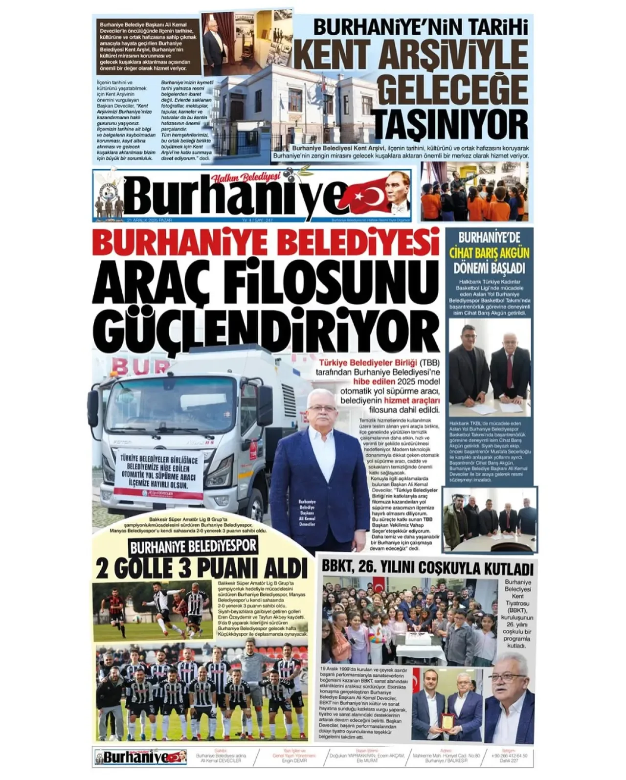 Burhaniye Belediyesi'nin 247. Sayı Gazetesi Okuyucuyla Buluştu Burhaniye Belediyesi'nin 247. Sayı Gazetesi Okuyucuyla Buluştu