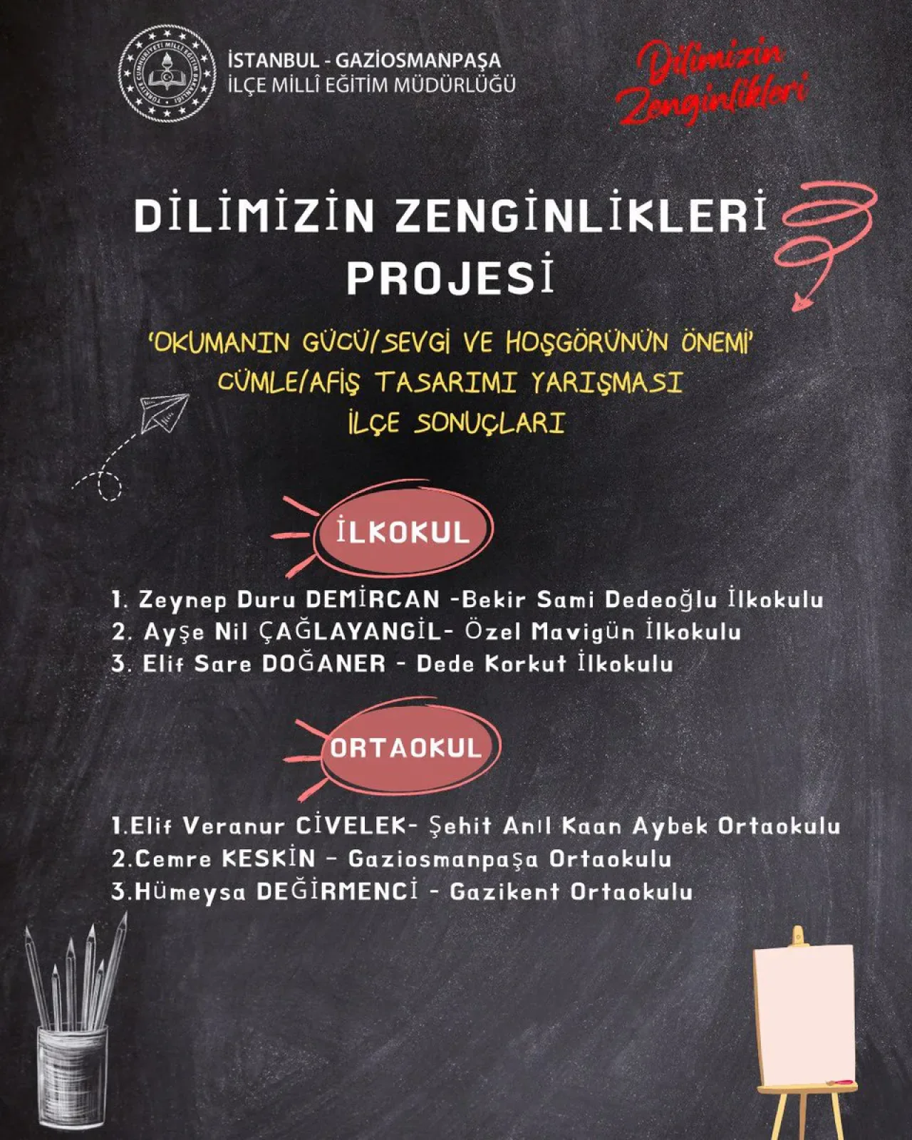 Gaziosmanpaşa'da Cümle Afiş Tasarımı Yarışması Sonuçları Açıklandı Gaziosmanpaşa'da Cümle Afiş Tasarımı Yarışması Sonuçları Açıklandı