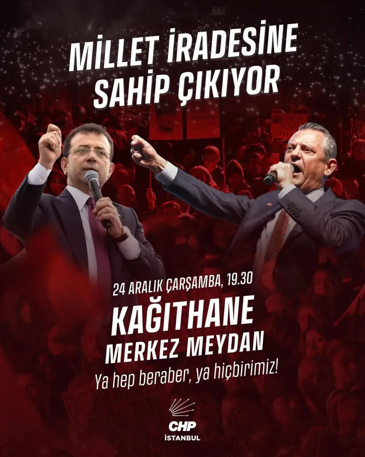 CHP'nin "Halkın İktidarı" Buluşması Kağıthane'de Gerçekleşecek CHP'nin "Halkın İktidarı" Buluşması Kağıthane'de Gerçekleşecek