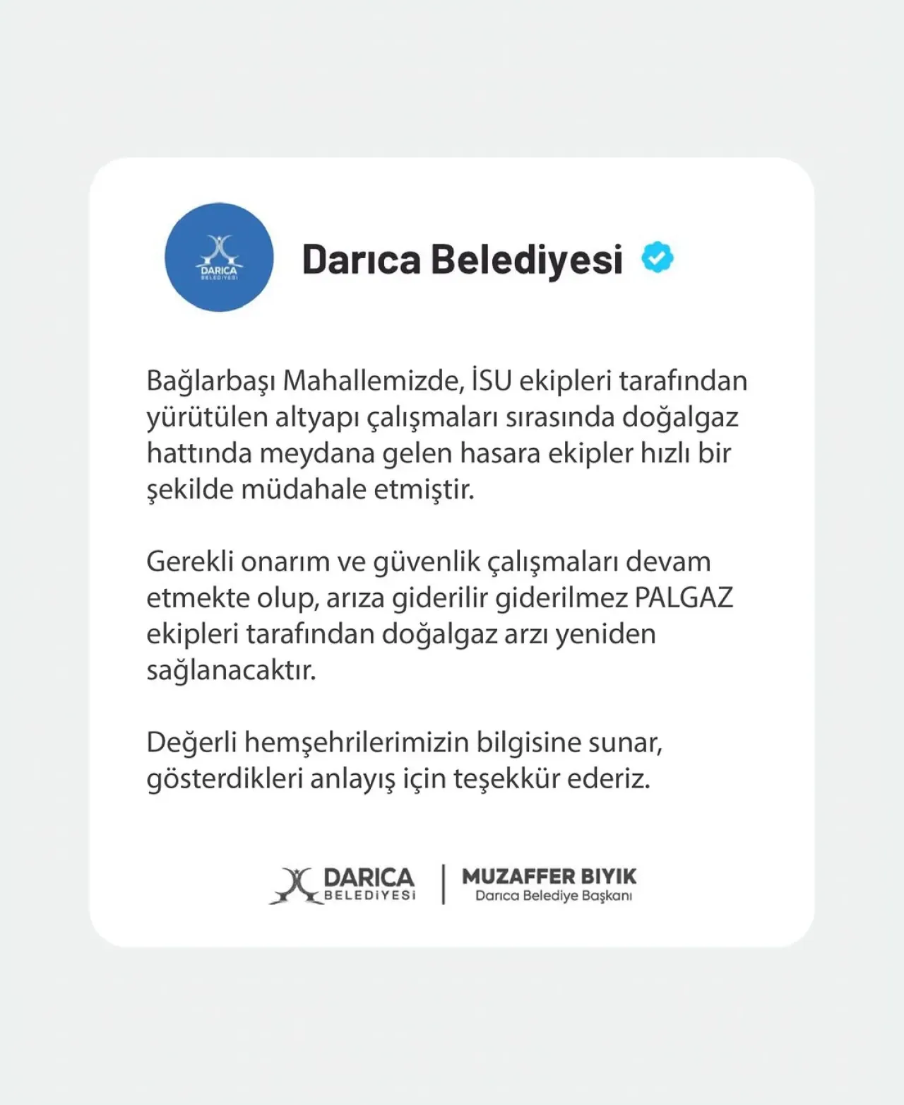 Darıca'da İlçe Halkına Önemli Duyuru Darıca'da İlçe Halkına Önemli Duyuru
