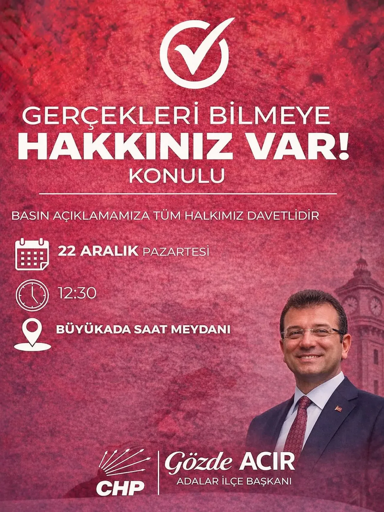 CHP Adalar İlçe Başkanlığı, Demokrasi ve Hukuk İçin Büyükada'da Basın Açıklaması Düzenliyor CHP Adalar İlçe Başkanlığı, Demokrasi ve Hukuk İçin Büyükada'da Basın Açıklaması Düzenliyor