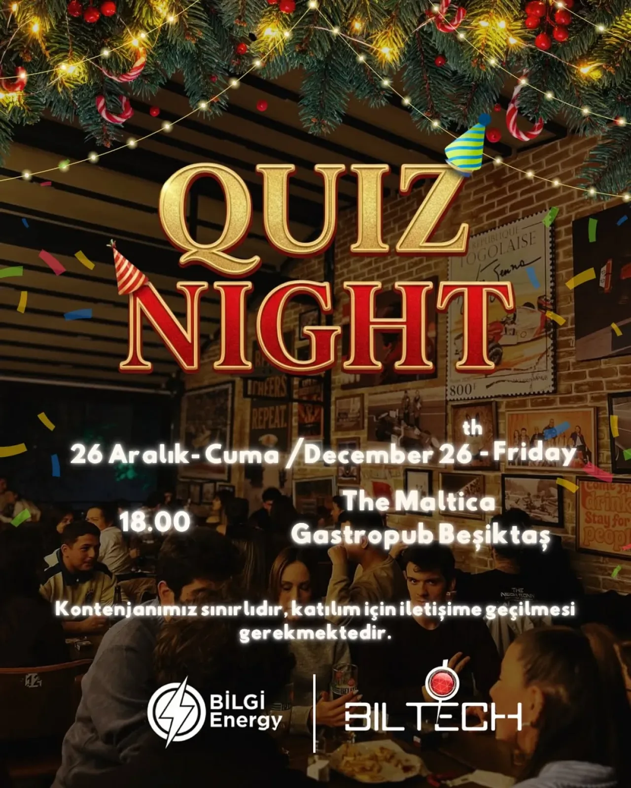 Beşiktaş'ta Yıl Sonu Keyfi: Quiz Night Etkinliği 26 Aralık'ta Beşiktaş'ta Yıl Sonu Keyfi: Quiz Night Etkinliği 26 Aralık'ta