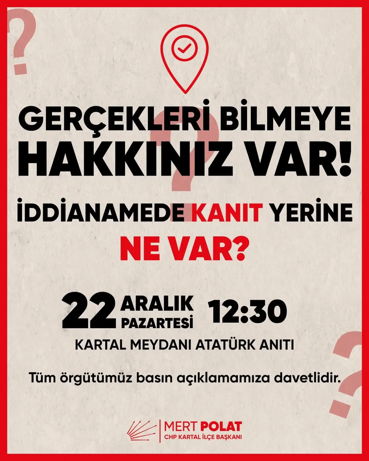 CHP Kartal İlçe Başkanlığı'ndan "Hakkınız Var" Kampanyası ile Basın Açıklaması CHP Kartal İlçe Başkanlığı'ndan "Hakkınız Var" Kampanyası ile Basın Açıklaması