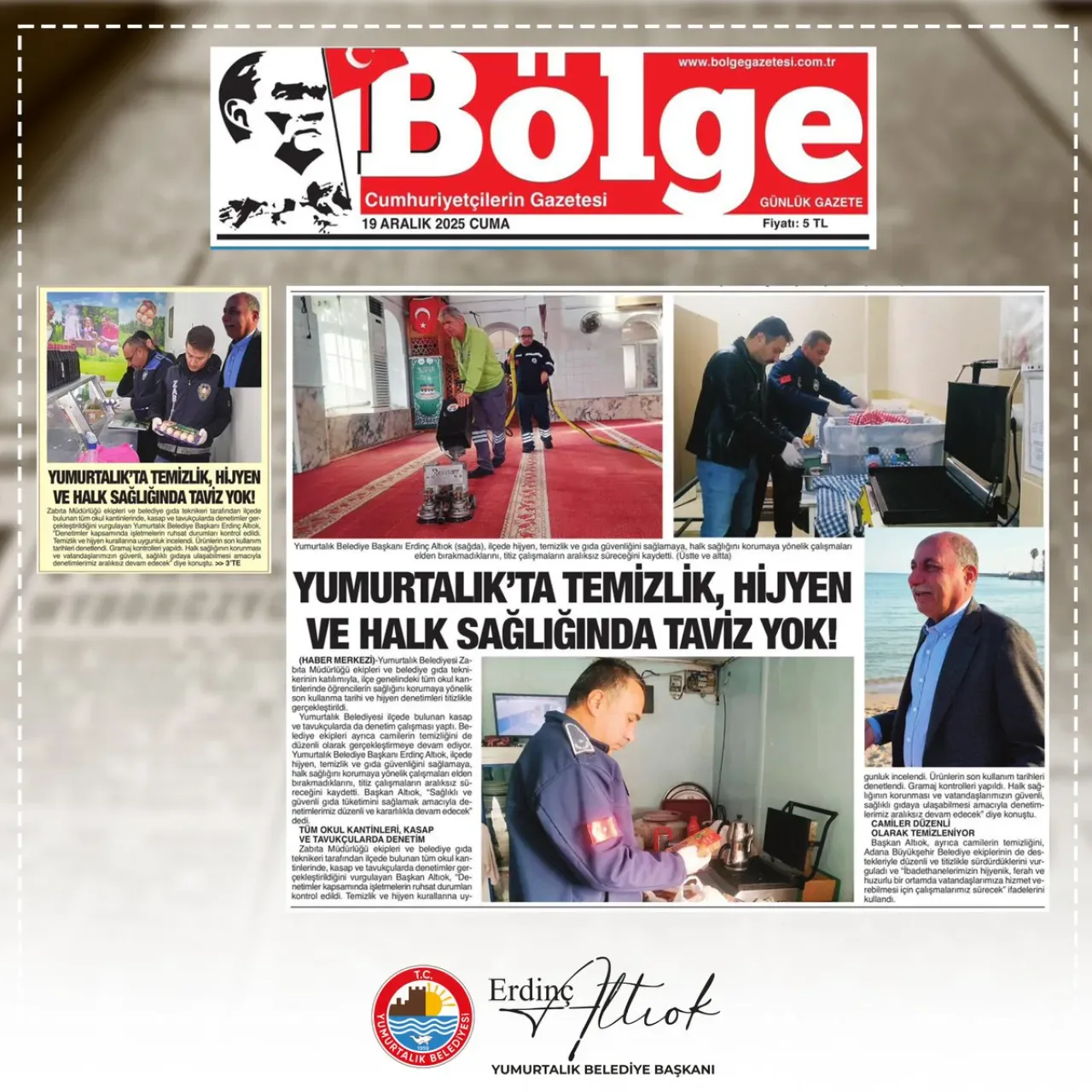 Yumurtalık Belediye Başkanı Erdinç Altıok, Basında Yer Alan Çalışmalarıyla Gündem Oldu Yumurtalık Belediye Başkanı Erdinç Altıok, Basında Yer Alan Çalışmalarıyla Gündem Oldu