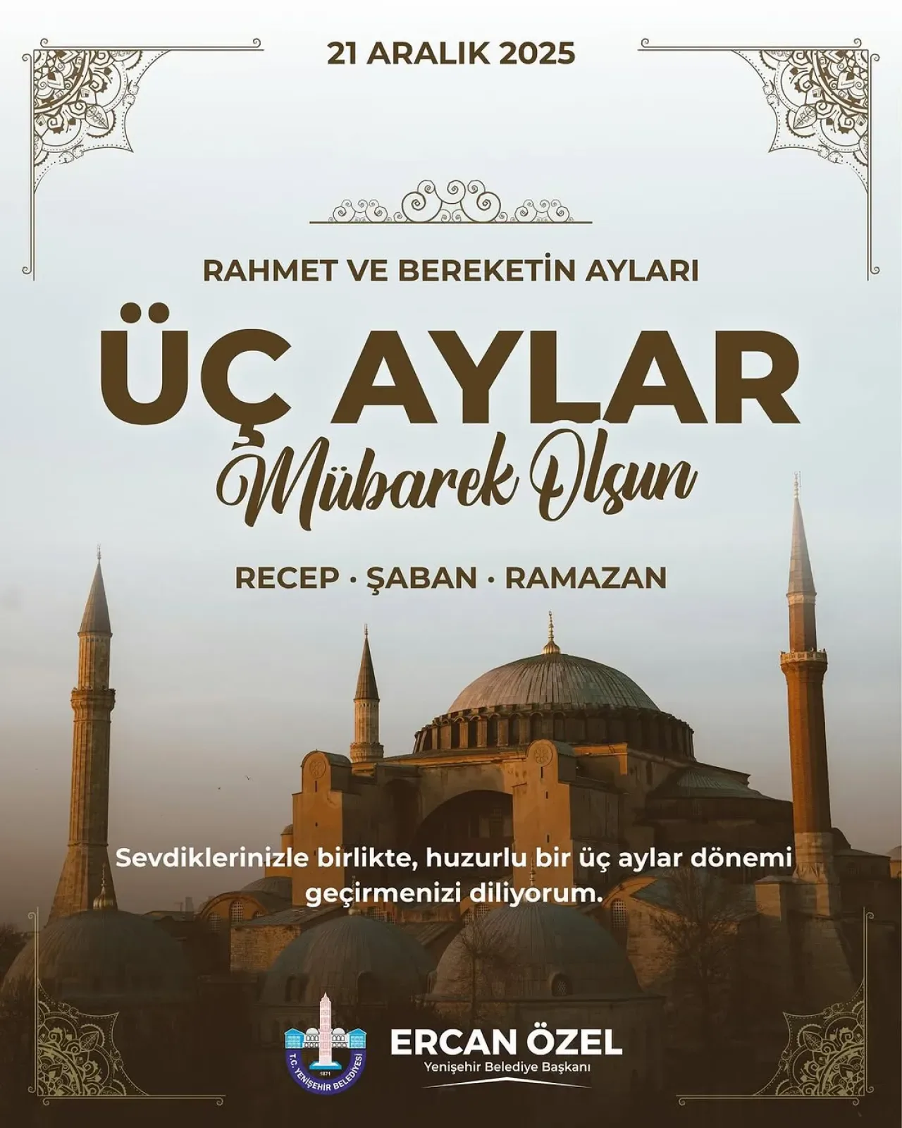 Yenişehir Belediye Başkanı Ercan Özel'den Üç Aylar Mesajı Yenişehir Belediye Başkanı Ercan Özel'den Üç Aylar Mesajı
