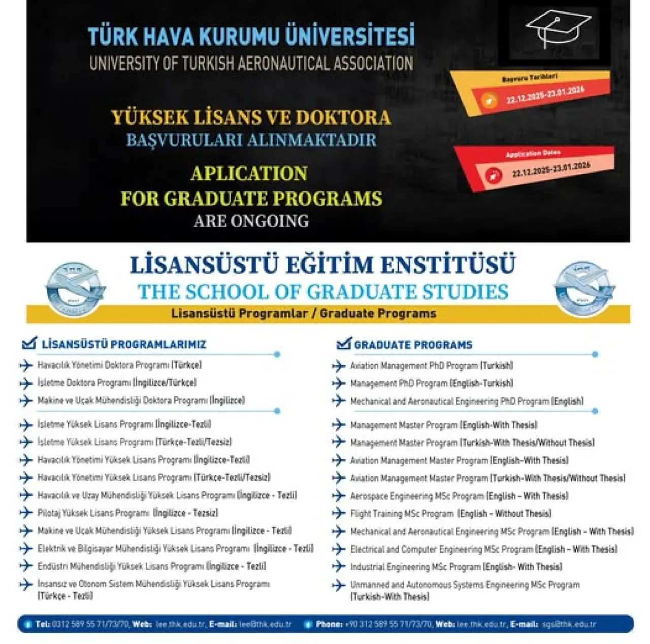 Türk Hava Kurumu Üniversitesi'nde 2026 Bahar Dönemi Lisansüstü Başvuruları Başlıyor Türk Hava Kurumu Üniversitesi'nde 2026 Bahar Dönemi Lisansüstü Başvuruları Başlıyor