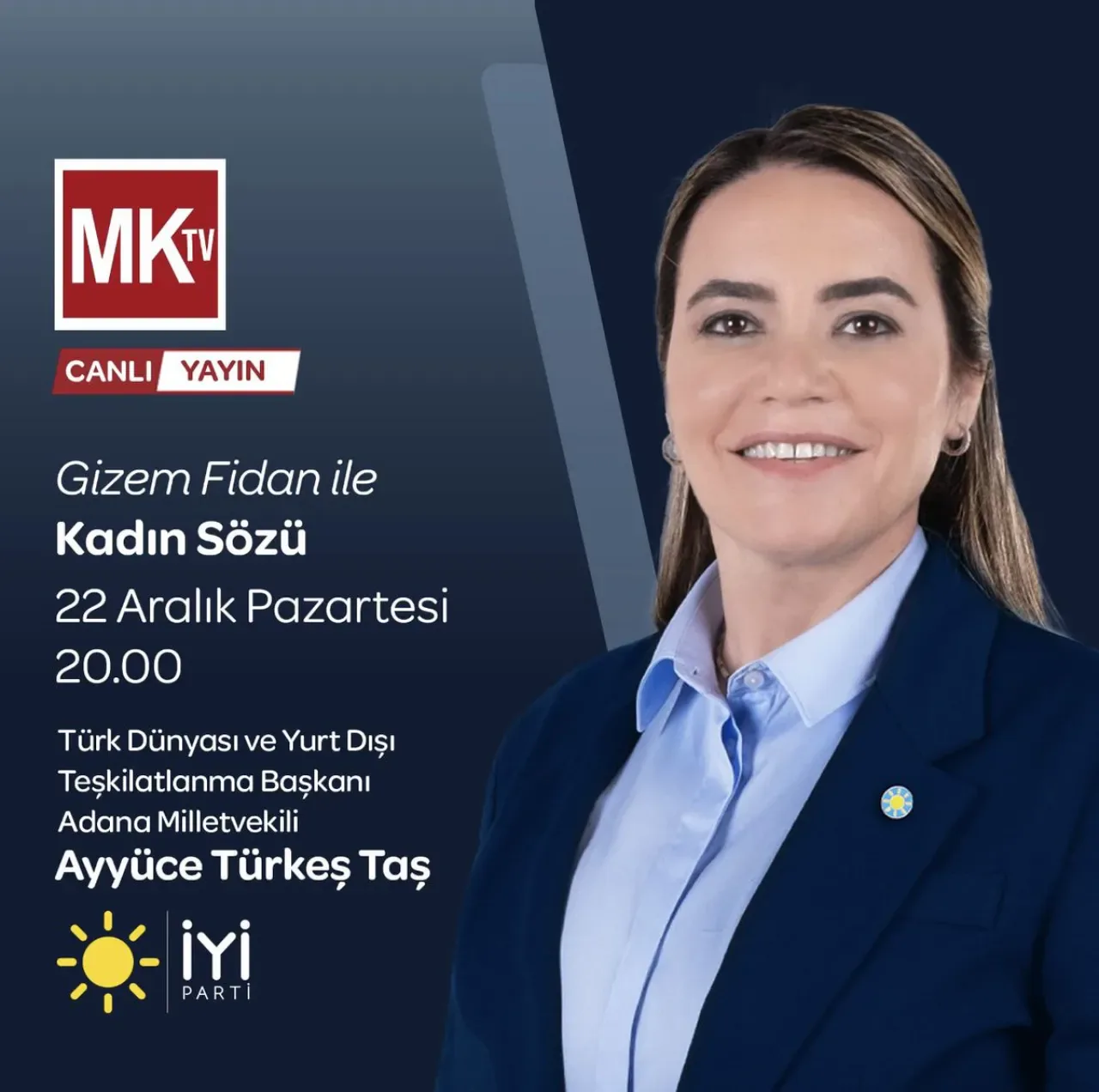 Adana Milletvekili Dr. Ayyüce Türkeş Taş, MKTV'de Gündemi Değerlendirecek Adana Milletvekili Dr. Ayyüce Türkeş Taş, MKTV'de Gündemi Değerlendirecek