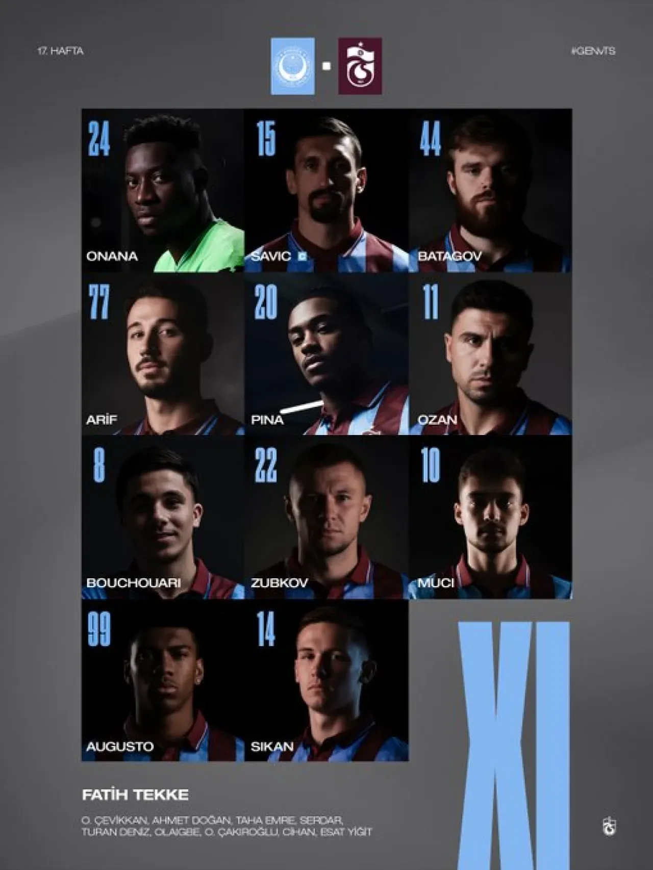 Trabzonspor, Gençlerbirliği Maçı için Sahaya Çıkacak İlk 11'i Açıkladı Trabzonspor, Gençlerbirliği Maçı için Sahaya Çıkacak İlk 11'i Açıkladı