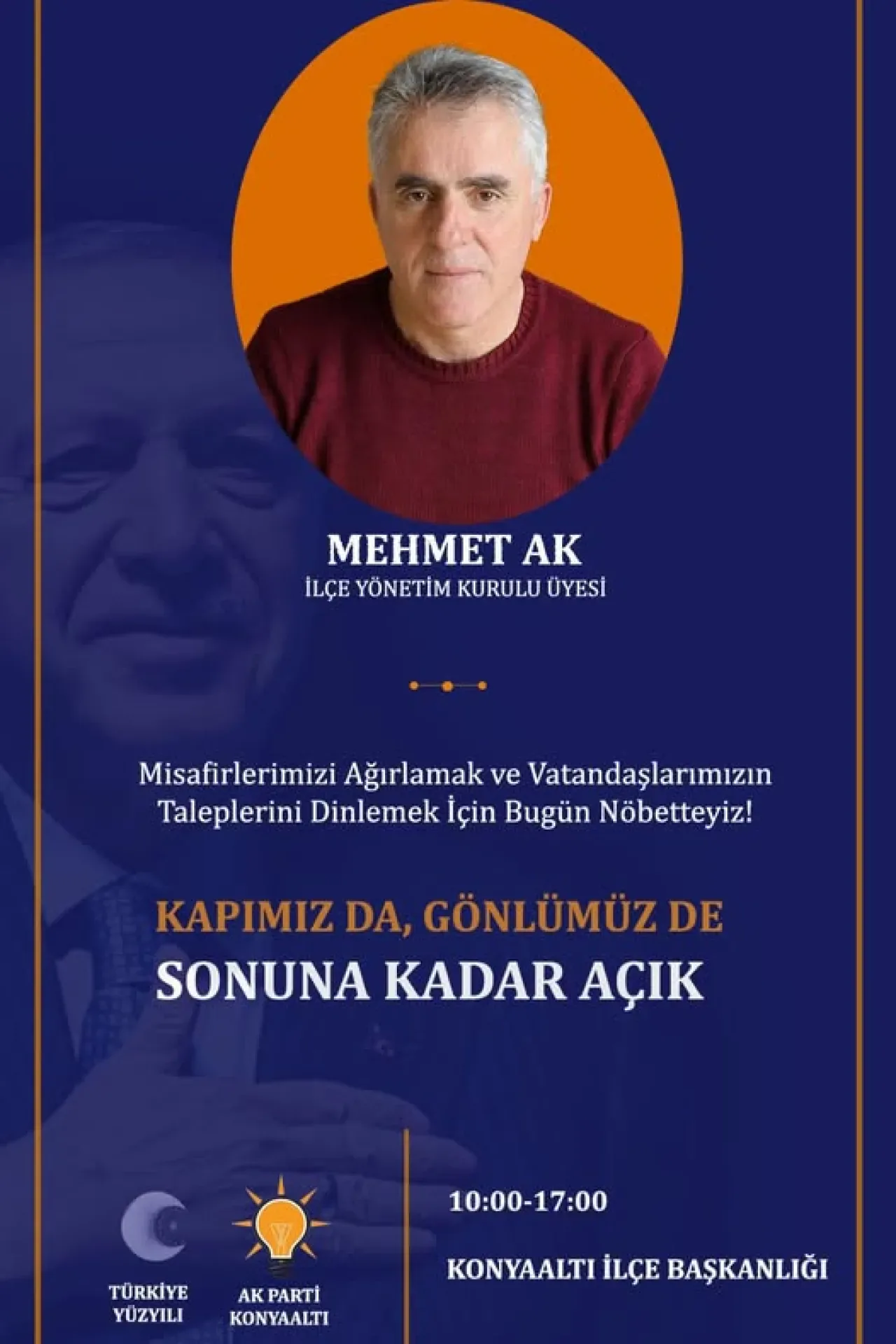 AK Parti Konyaaltı İlçe Başkanlığı'nda Nöbetçi Sistemi AK Parti Konyaaltı İlçe Başkanlığı'nda Nöbetçi Sistemi