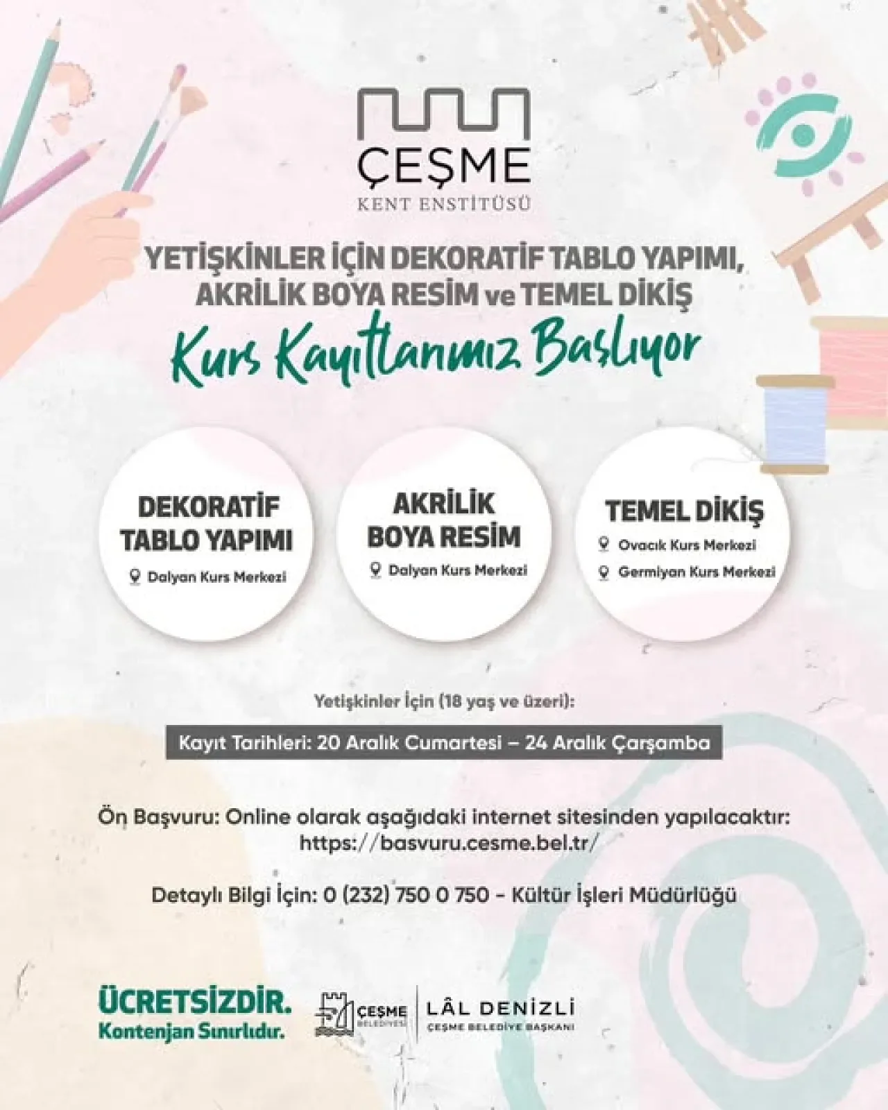 Çeşme'de Ücretsiz Yetişkin Kurslarına Kayıtlar Başladı Çeşme'de Ücretsiz Yetişkin Kurslarına Kayıtlar Başladı