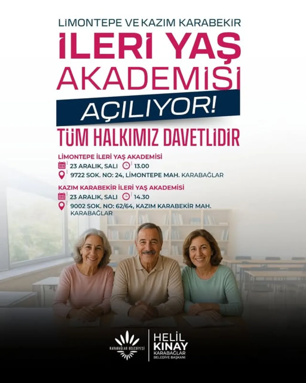 Karabağlar'da İki Yeni İleri Yaş Akademisi Hizmete Giriyor Karabağlar'da İki Yeni İleri Yaş Akademisi Hizmete Giriyor