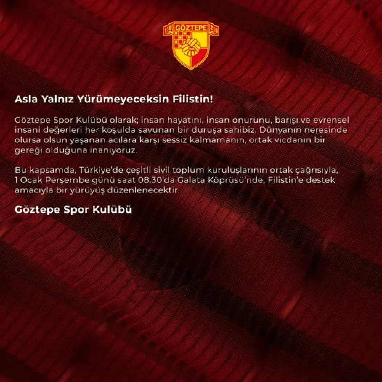Göztepe'den Filistin'e Destek: Galata Köprüsü'nde Yürüyüş Düzenleniyor Göztepe'den Filistin'e Destek: Galata Köprüsü'nde Yürüyüş Düzenleniyor