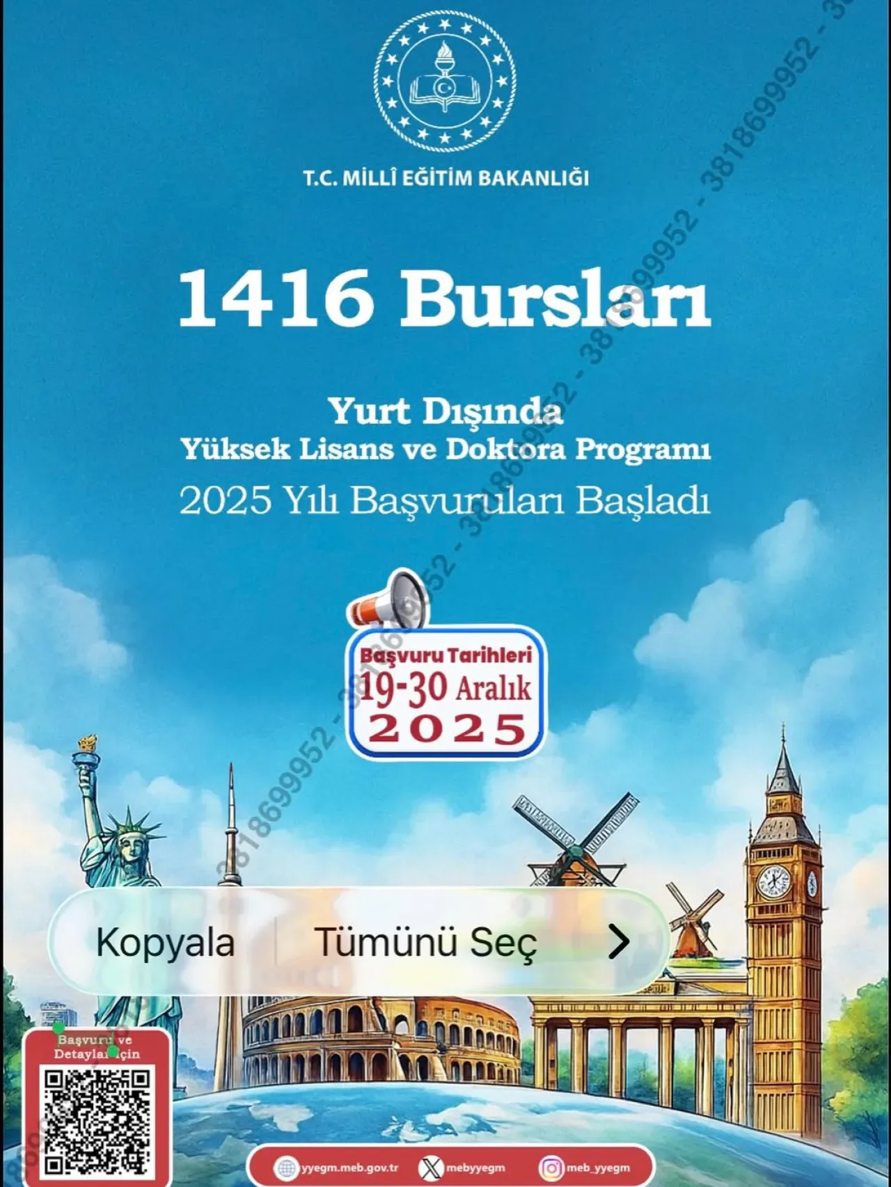 2025 Yılı 1416 Yurt Dışı Lisansüstü Bursları Başvuruları Başladı 2025 Yılı 1416 Yurt Dışı Lisansüstü Bursları Başvuruları Başladı