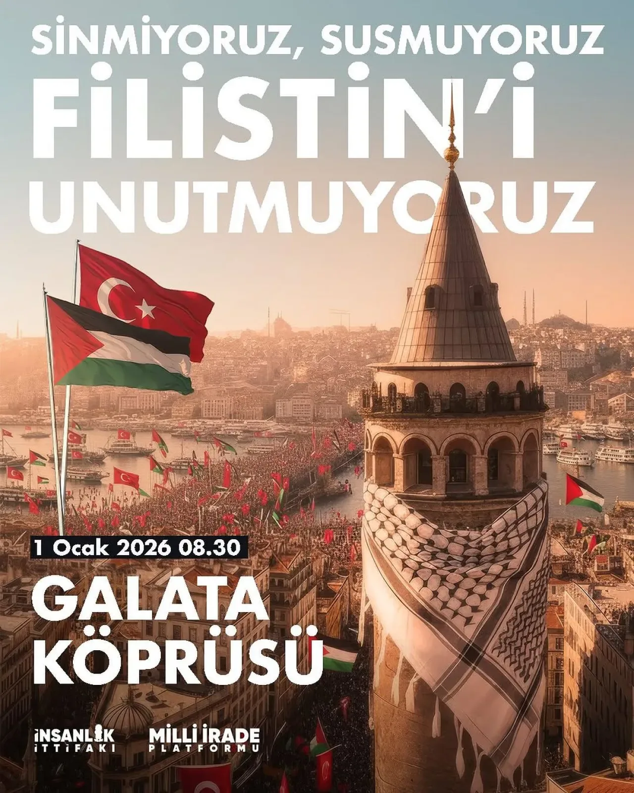 İstanbul'da Filistin'e Destek İçin Galata Köprüsü'nde Buluşma İstanbul'da Filistin'e Destek İçin Galata Köprüsü'nde Buluşma