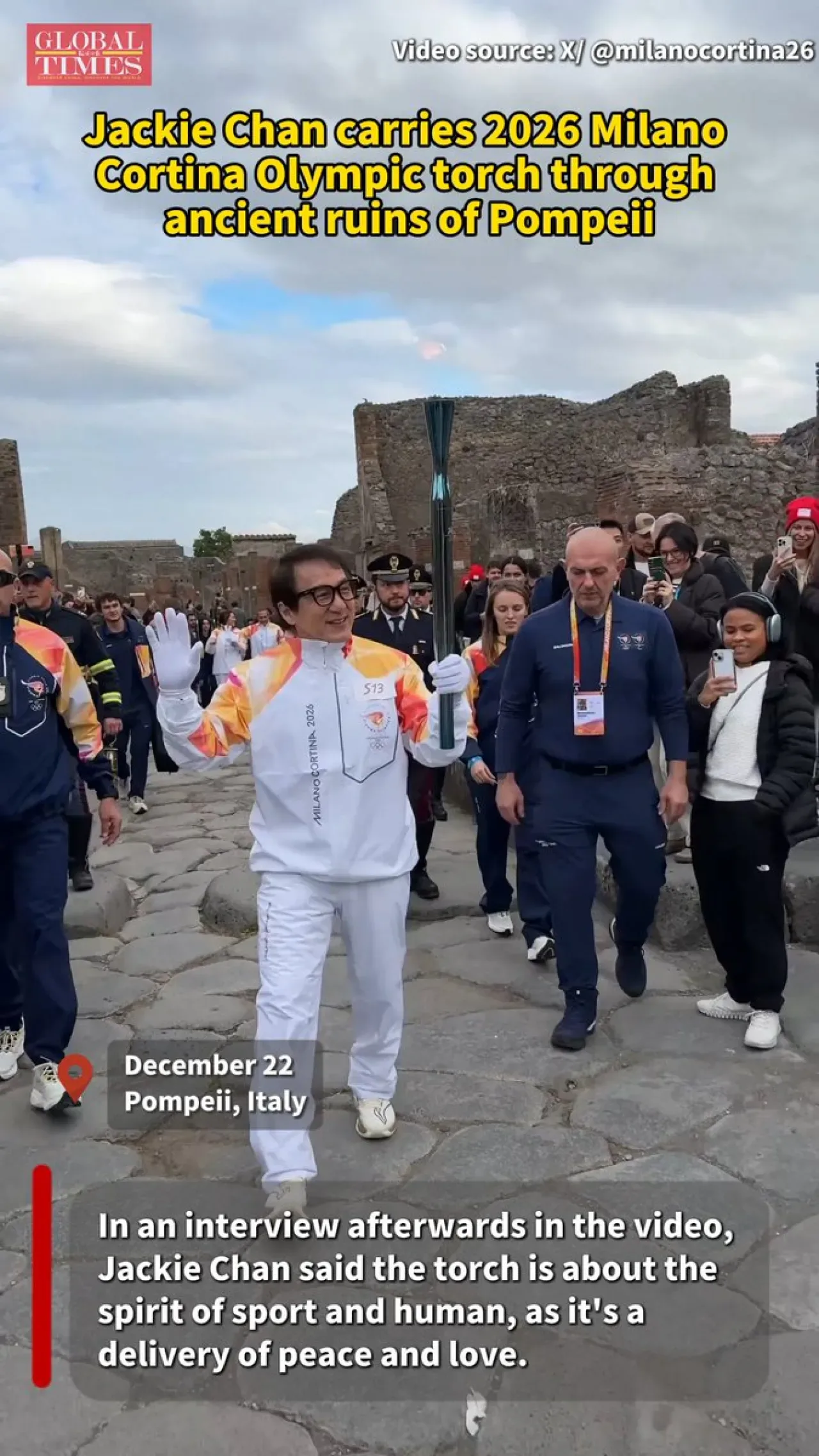 Jackie Chan, Milano Cortina 2026 Olimpiyat Meşalesini Pompei'de Taşıdı Jackie Chan, Milano Cortina 2026 Olimpiyat Meşalesini Pompei'de Taşıdı