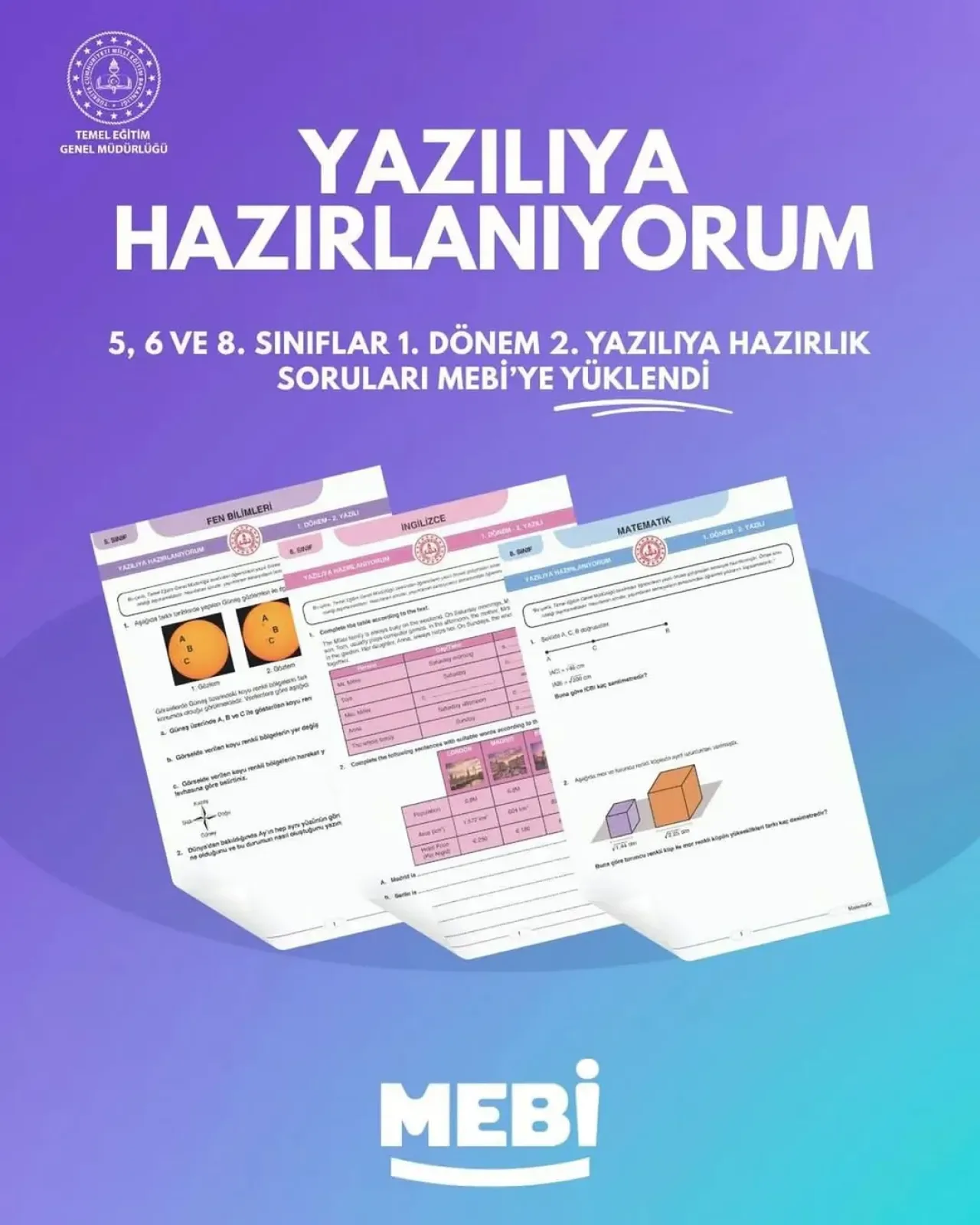 Ümraniye'deki Ortaokul Öğrencileri için Yazılıya Hazırlık Soruları Yayınlandı Ümraniye'deki Ortaokul Öğrencileri için Yazılıya Hazırlık Soruları Yayınlandı