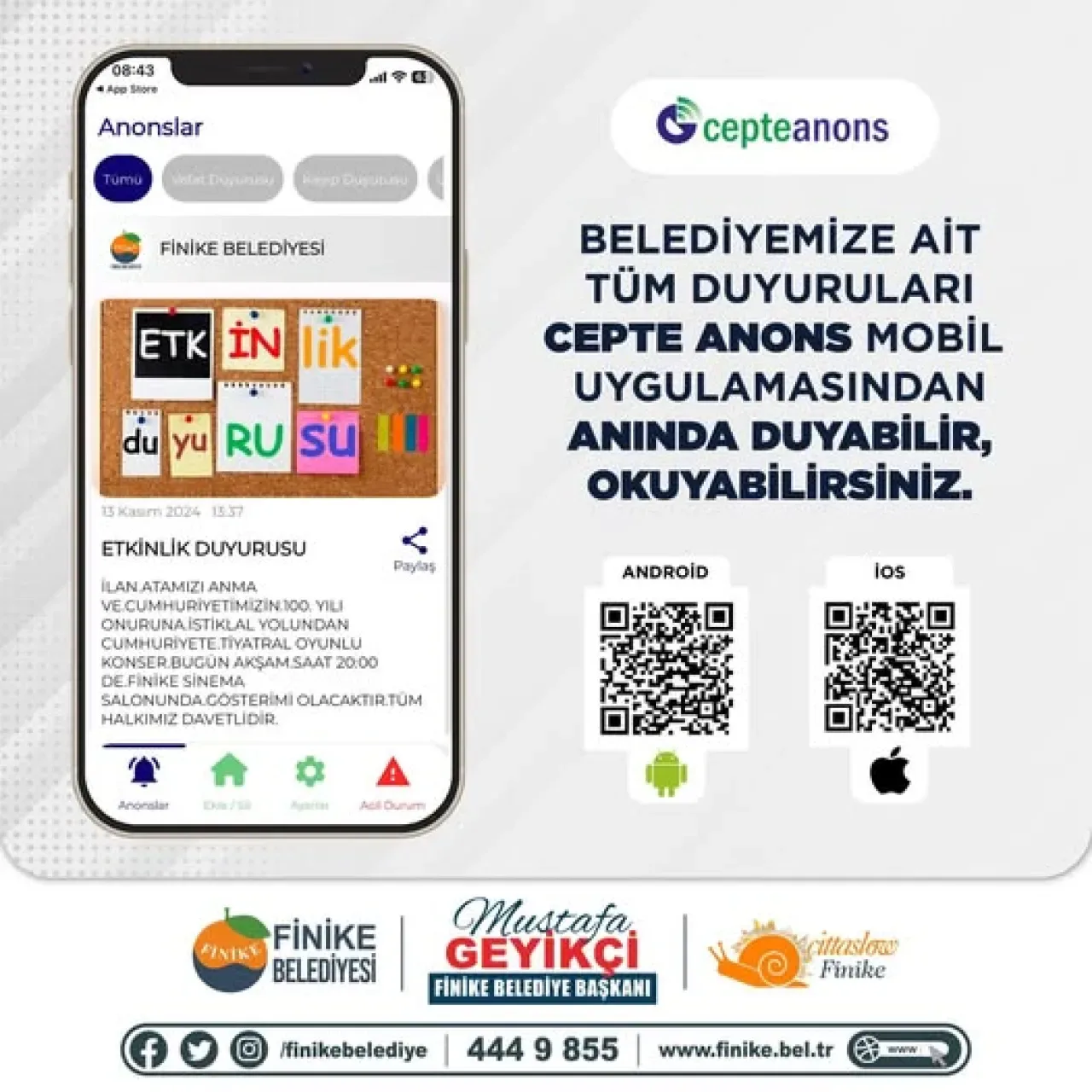 Finike Belediyesi Duyuruları Artık Cep Telefonlarında Finike Belediyesi Duyuruları Artık Cep Telefonlarında