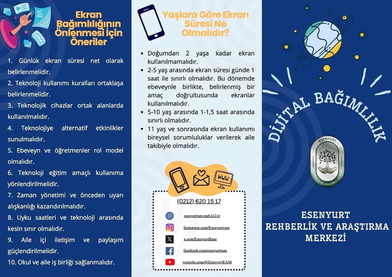 Esenyurt RAM'dan Dijital Bağımlılık Farkındalık Broşürü Esenyurt RAM'dan Dijital Bağımlılık Farkındalık Broşürü
