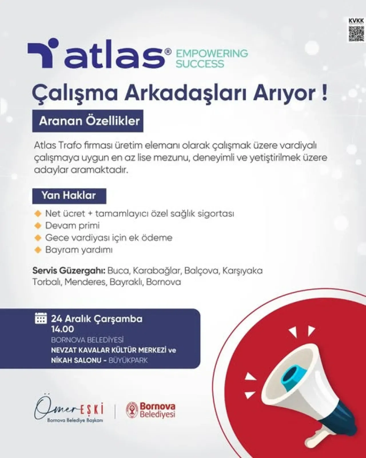 Bornova Belediyesi İş İlanı: Atlas Trafo'da Üretim Elemanı Alımı Bornova Belediyesi İş İlanı: Atlas Trafo'da Üretim Elemanı Alımı