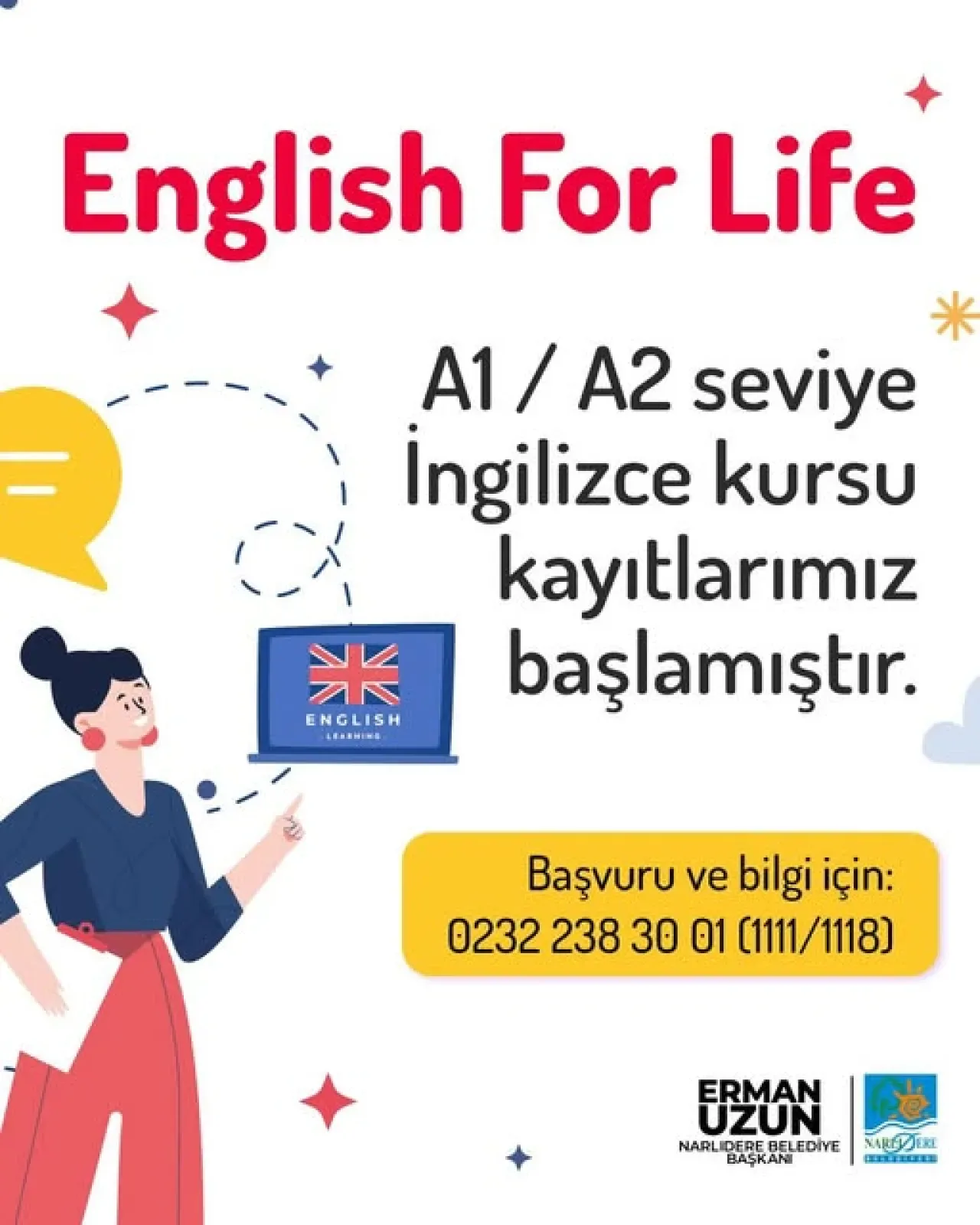 İzmir Narlıdere'de Ücretsiz İngilizce Kursu Kayıtları Başladı İzmir Narlıdere'de Ücretsiz İngilizce Kursu Kayıtları Başladı