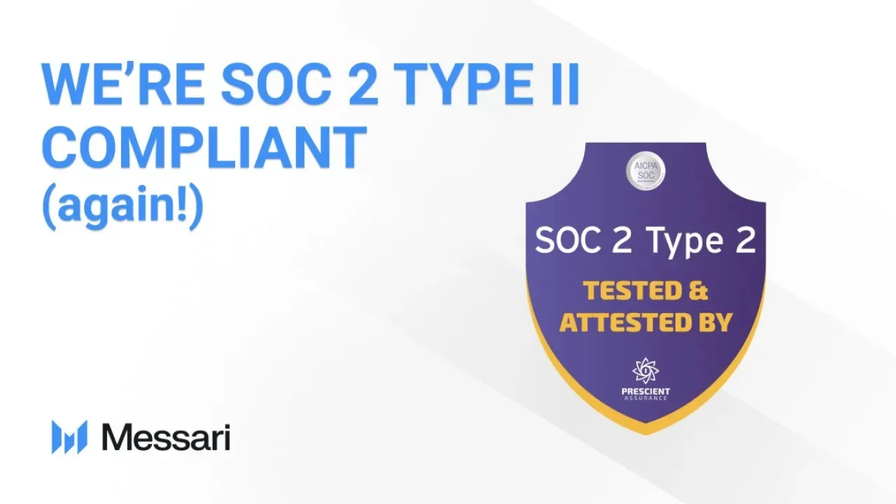 Messari Üçüncü Yılında da SOC 2 Tip II Uyumluluğunu Sürdürüyor Messari Üçüncü Yılında da SOC 2 Tip II Uyumluluğunu Sürdürüyor