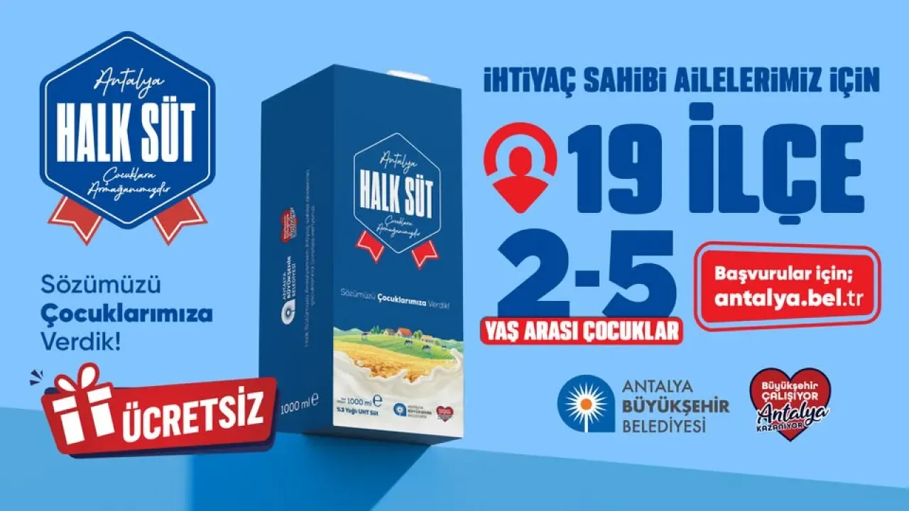 Antalya Büyükşehir Belediyesi'nden 19 İlçedeki Çocuklara Ücretsiz Halk Sütü Desteği Antalya Büyükşehir Belediyesi'nden 19 İlçedeki Çocuklara Ücretsiz Halk Sütü Desteği