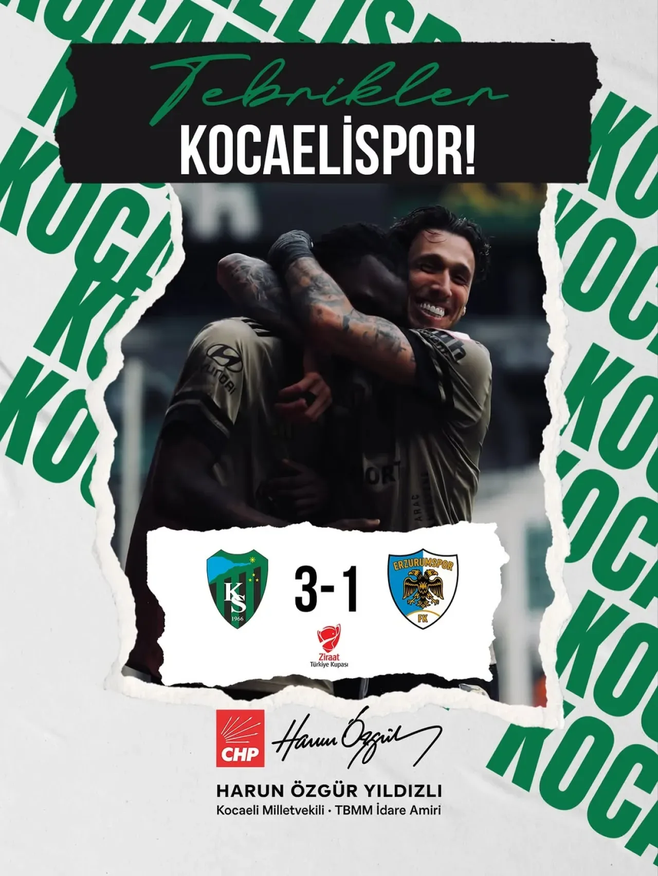 Kocaelispor, Ziraat Türkiye Kupası'nda Erzurumspor'u 3-1 Mağlup Etti Kocaelispor, Ziraat Türkiye Kupası'nda Erzurumspor'u 3-1 Mağlup Etti
