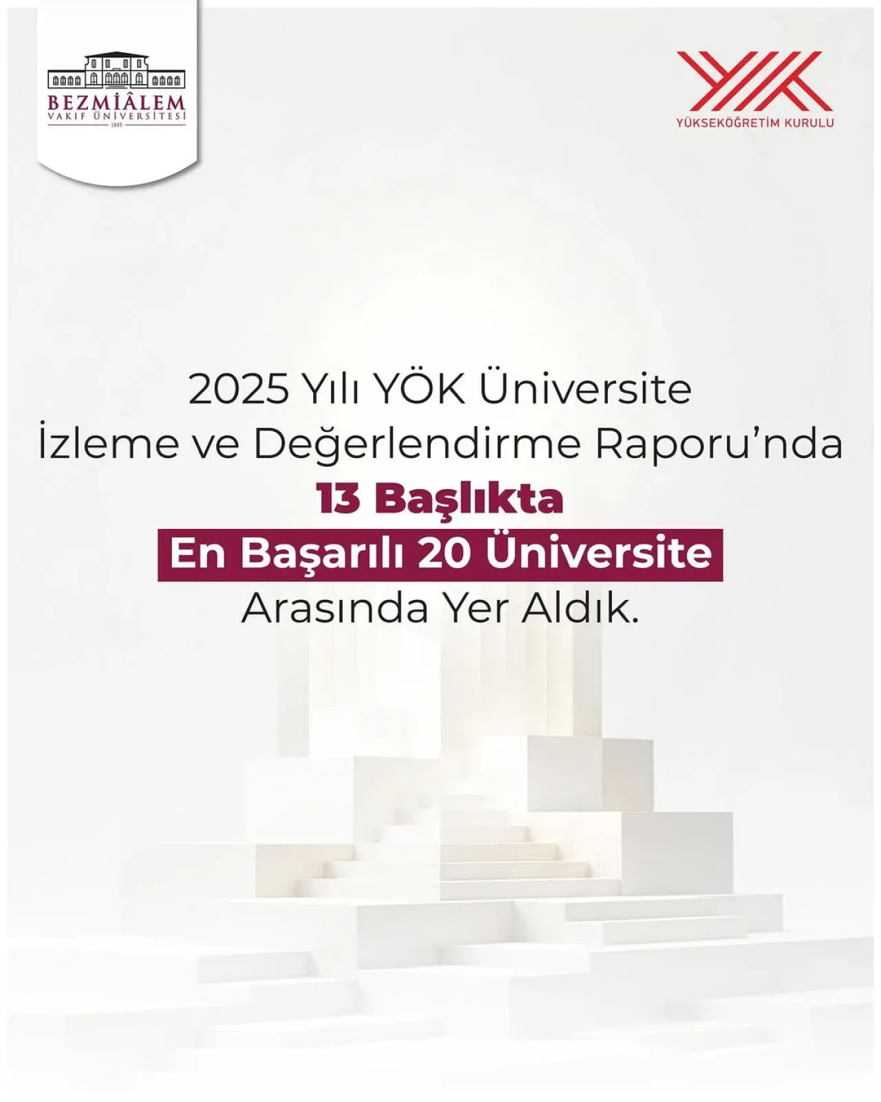 Bezmialem Vakıf Üniversitesi, YÖK 2025 Raporunda Türkiye'nin En Başarılı 20 Üniversitesi Arasında Bezmialem Vakıf Üniversitesi, YÖK 2025 Raporunda Türkiye'nin En Başarılı 20 Üniversitesi Arasında