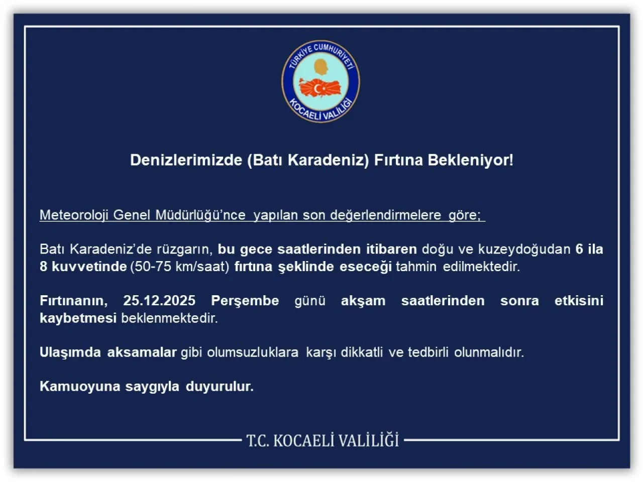 Batı Karadeniz'de Fırtına Uyarısı: Rüzgar 75 km/saate Ulaşacak Batı Karadeniz'de Fırtına Uyarısı: Rüzgar 75 km/saate Ulaşacak