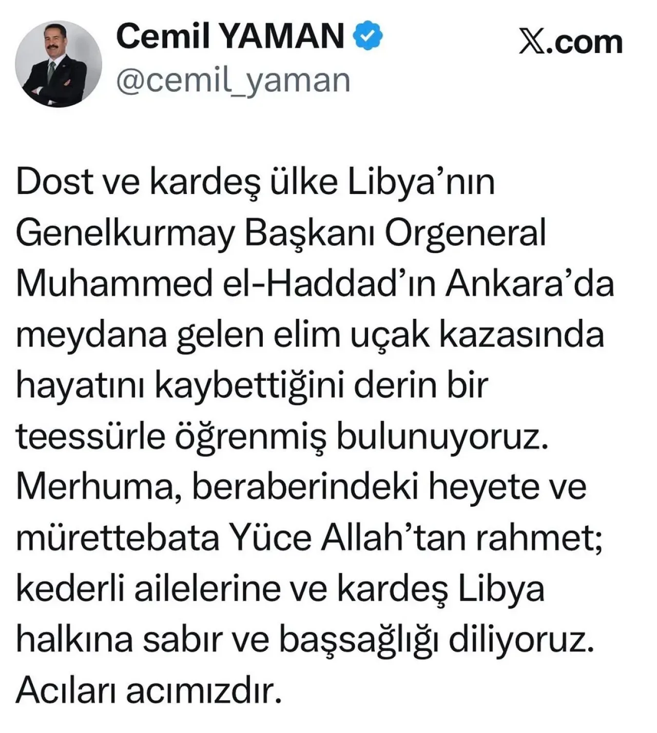 Kocaeli Milletvekili Yaman'dan Libya İçin Duygu Yüklü Açıklama: "Kardeş Libya Halkının Acıları Acımızdır" Kocaeli Milletvekili Yaman'dan Libya İçin Duygu Yüklü Açıklama: "Kardeş Libya Halkının Acıları Acımızdır"