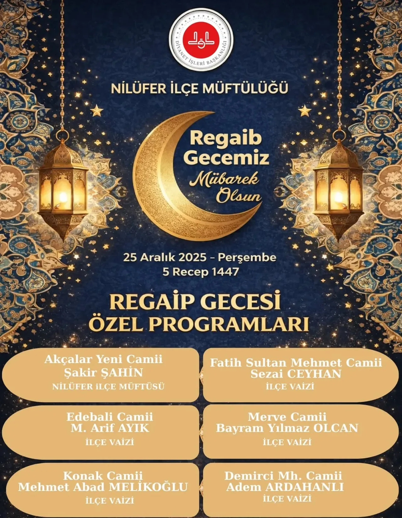 Bursa Nilüfer'de Regaip Kandili Coşkusu: Tüm Halk Davetli Bursa Nilüfer'de Regaip Kandili Coşkusu: Tüm Halk Davetli