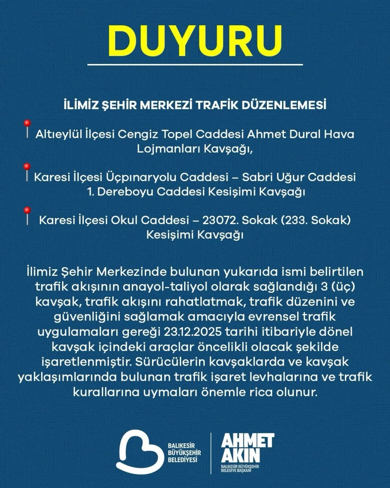 Balıkesir'de Trafik Rahatlayacak: Üç Önemli Kavşak Dönel Kavşağa Dönüştürüldü Balıkesir'de Trafik Rahatlayacak: Üç Önemli Kavşak Dönel Kavşağa Dönüştürüldü