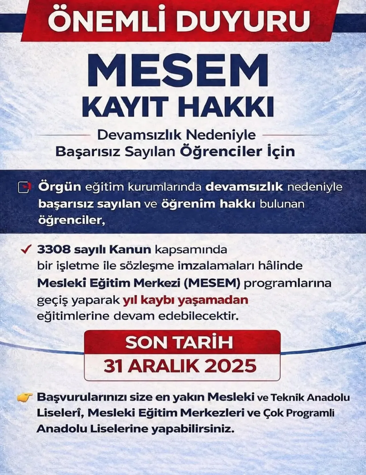 Büyükçekmece'de Devamsız Öğrencilere MESEM'de Kayıt Fırsatı Büyükçekmece'de Devamsız Öğrencilere MESEM'de Kayıt Fırsatı