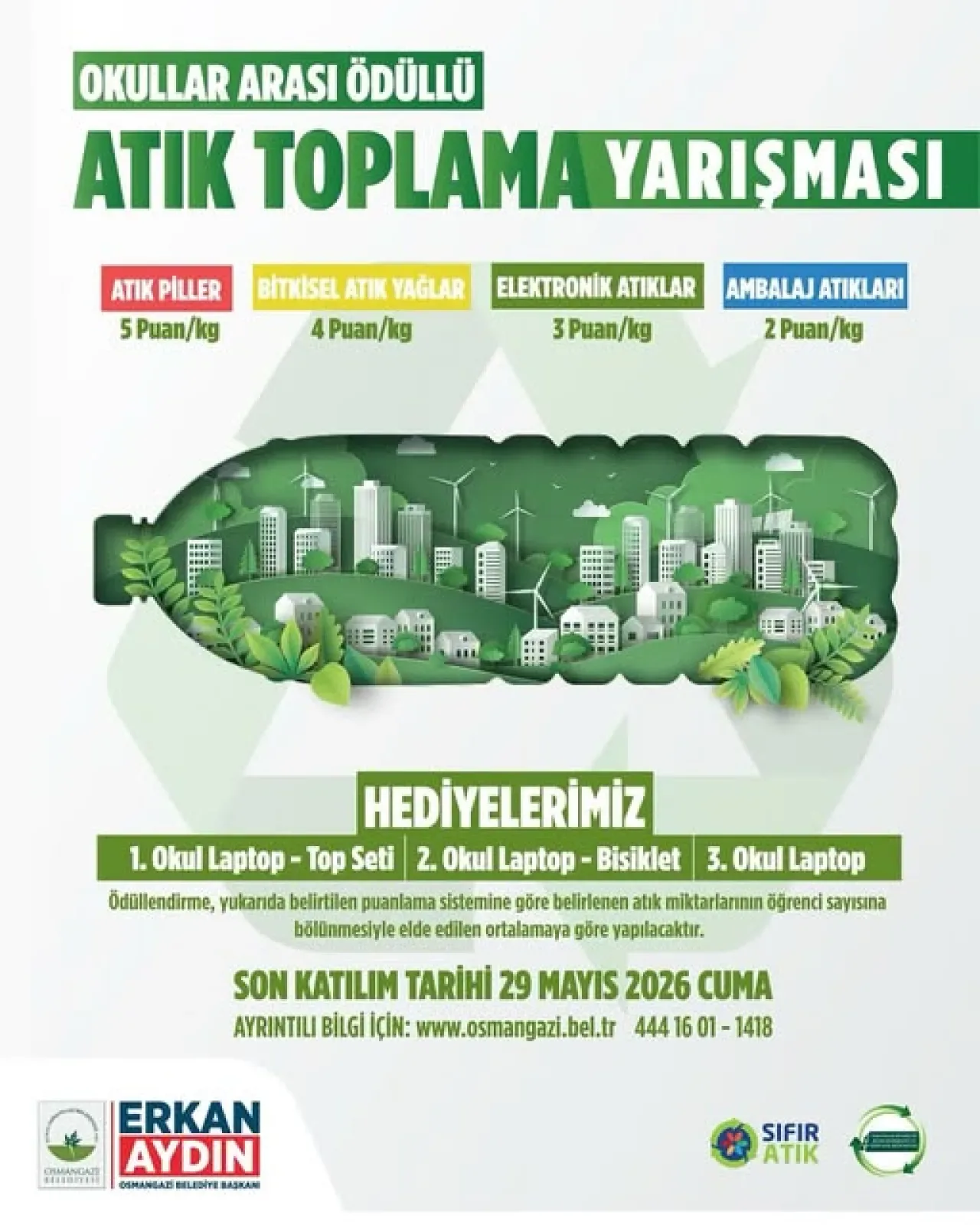 Osmangazi'de Okullar Arası Ödüllü Atık Toplama Yarışması Başlıyor Osmangazi'de Okullar Arası Ödüllü Atık Toplama Yarışması Başlıyor