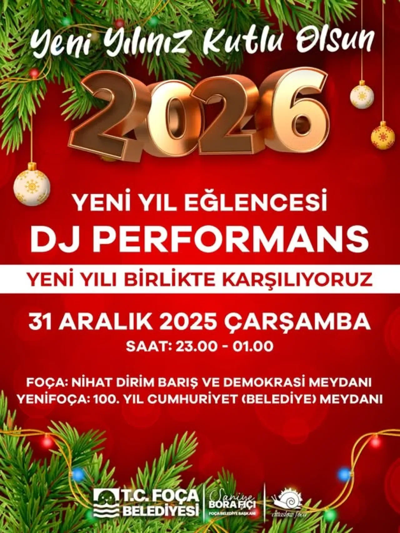 Foça'da Yılbaşı Coşkusu İki Meydanda Aynı Anda Foça'da Yılbaşı Coşkusu İki Meydanda Aynı Anda