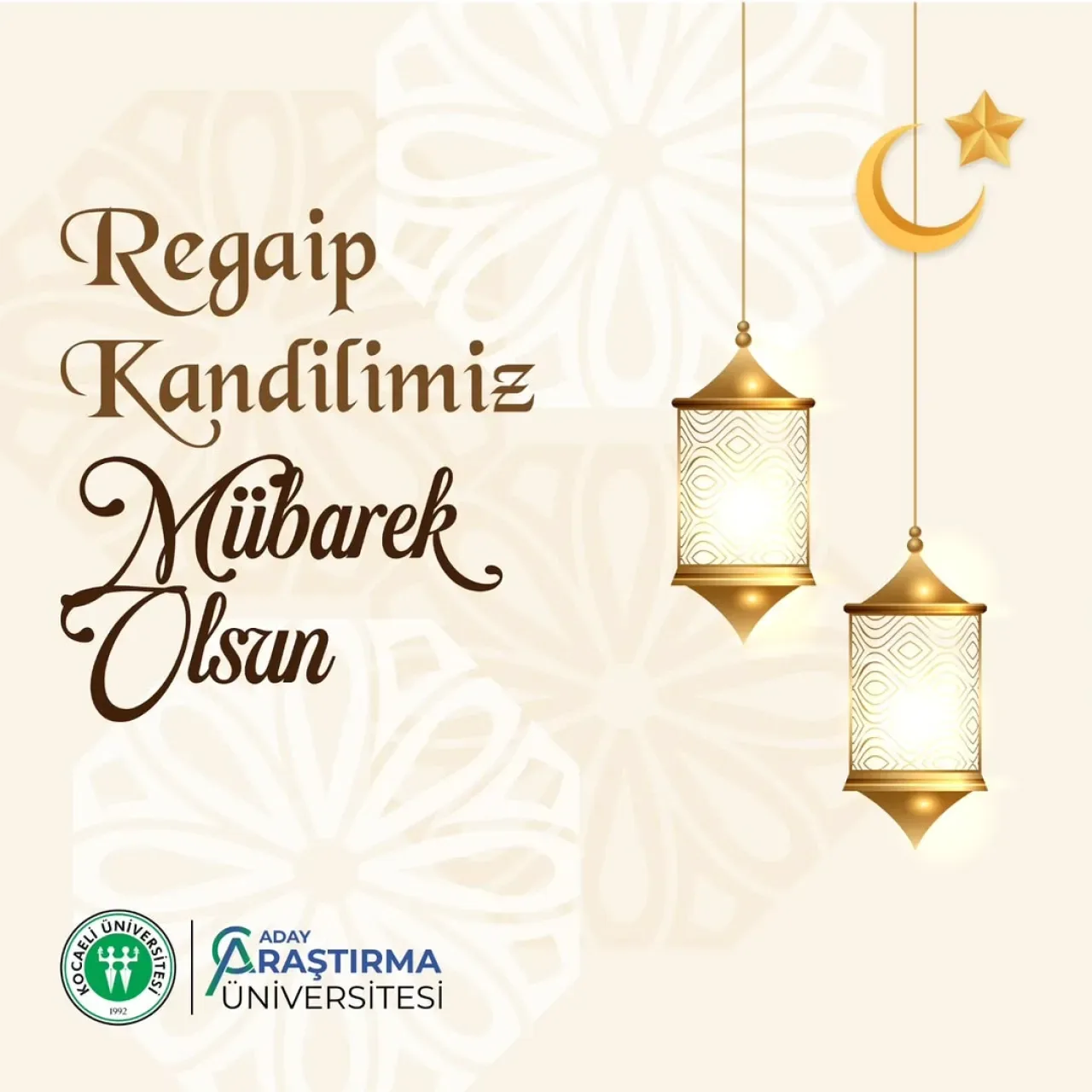 Kocaeli Üniversitesi'nden Regaip Kandili Mesajı Kocaeli Üniversitesi'nden Regaip Kandili Mesajı