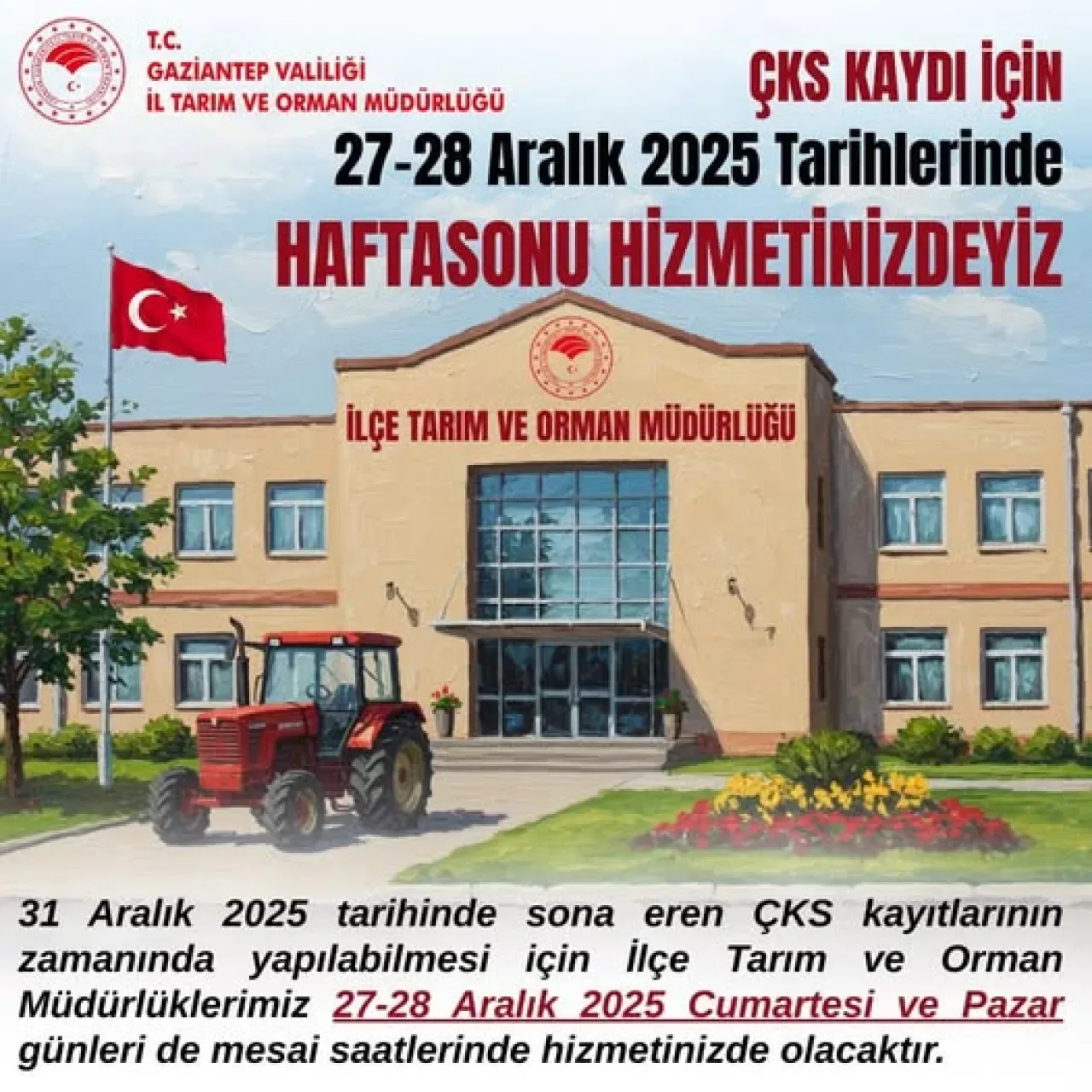 Gaziantep'te ÇKS Başvuruları İçin Hafta Sonu Mesaisi Gaziantep'te ÇKS Başvuruları İçin Hafta Sonu Mesaisi