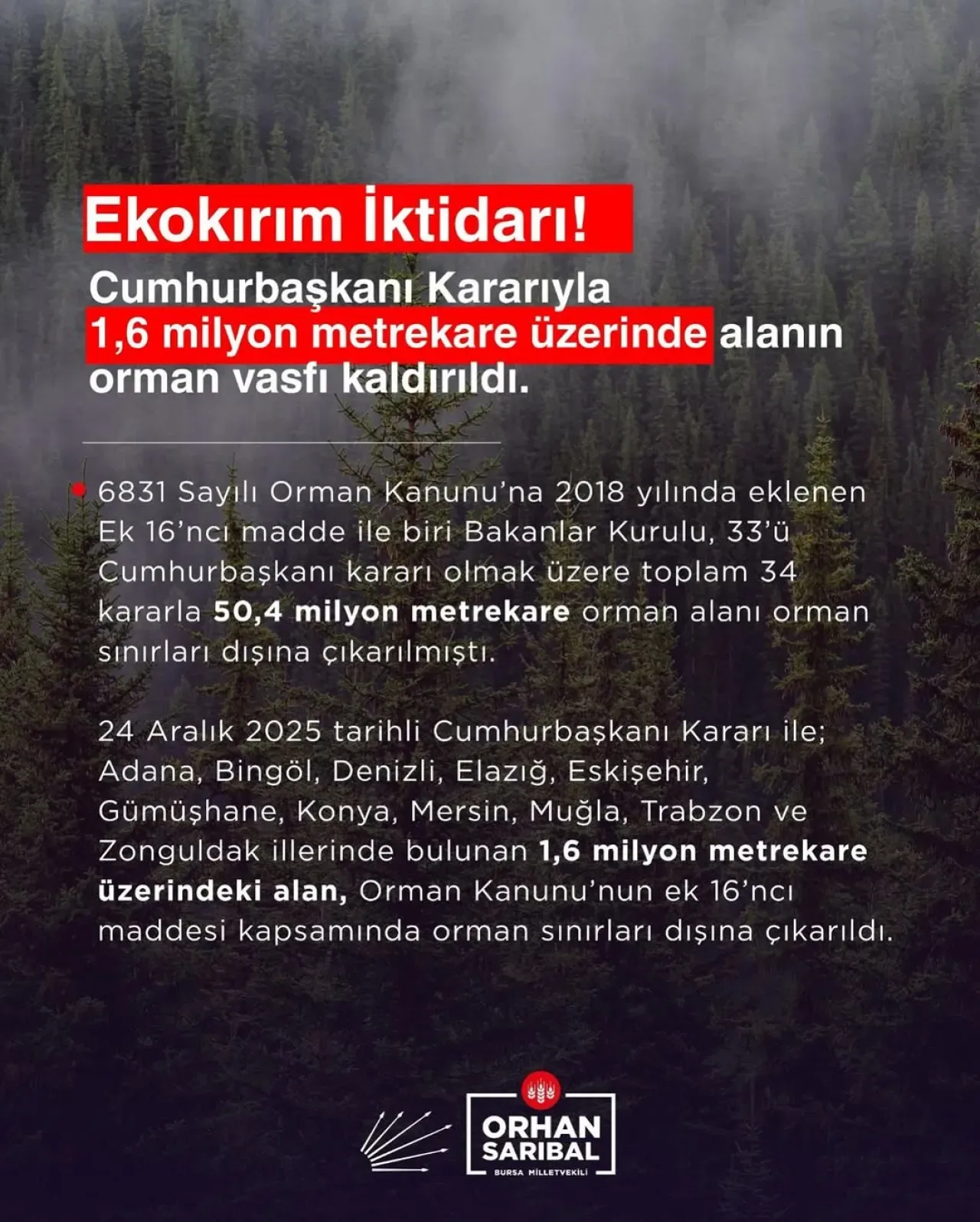 Son Kararla 1.6 Milyon Metrekare Daha Orman Kaybı: Ek Madde 16 Tartışması Son Kararla 1.6 Milyon Metrekare Daha Orman Kaybı: Ek Madde 16 Tartışması