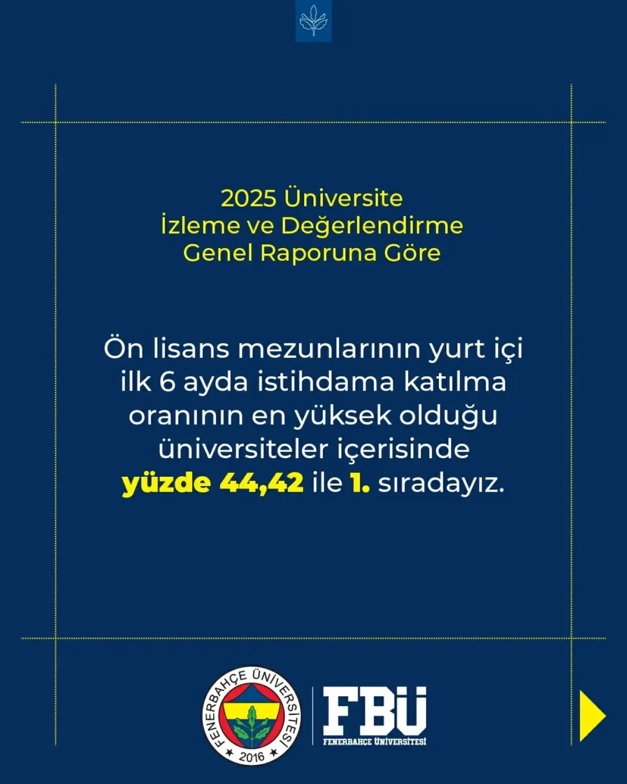 Fenerbahçe Üniversitesi Mezun İstihdamında Türkiye'nin Zirvesinde Fenerbahçe Üniversitesi Mezun İstihdamında Türkiye'nin Zirvesinde