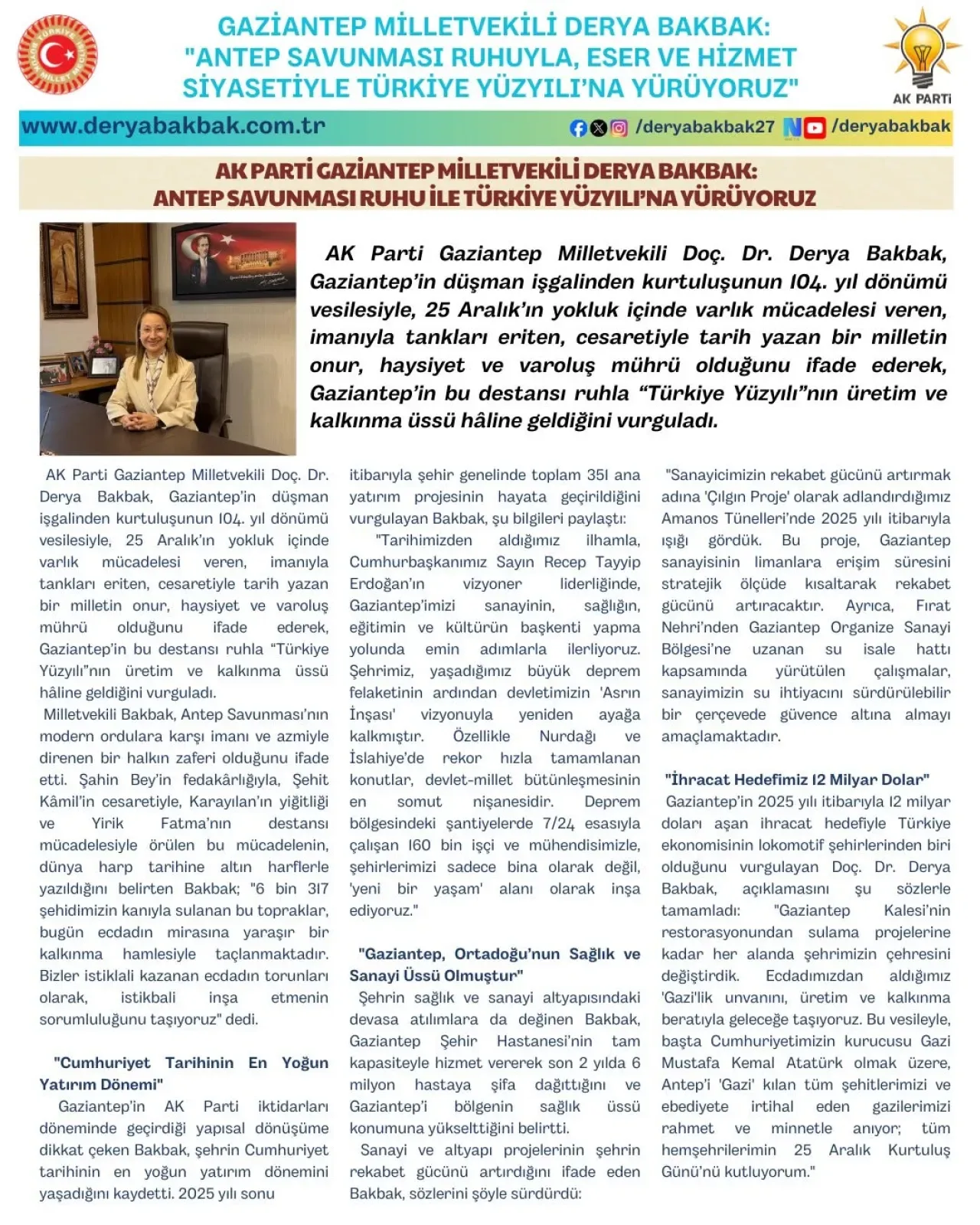 Gaziantep'in Kurtuluş Ruhu, Türkiye Yüzyılı'nın İtici Gücü Oldu Gaziantep'in Kurtuluş Ruhu, Türkiye Yüzyılı'nın İtici Gücü Oldu