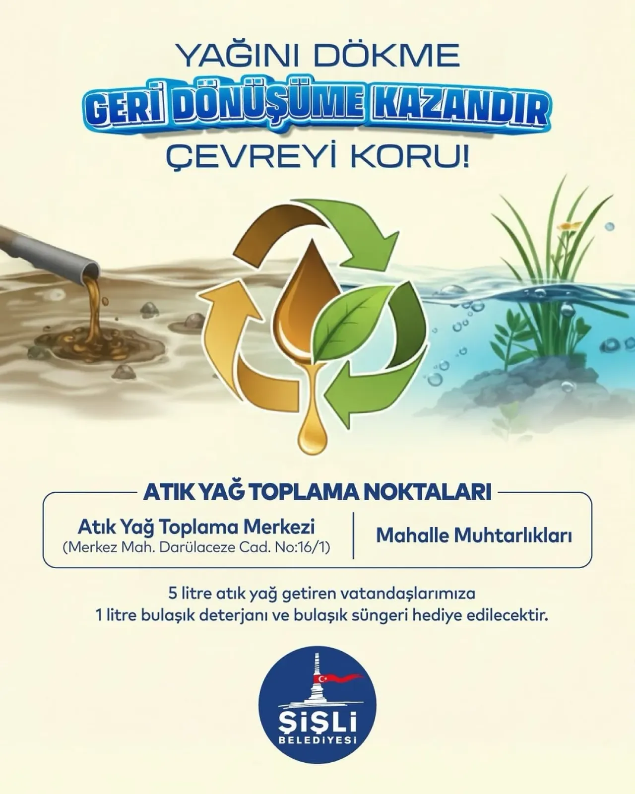 Şişli'de Lavaboya Dökülen Yağlar İçin Geri Dönüşüm Seferberliği Şişli'de Lavaboya Dökülen Yağlar İçin Geri Dönüşüm Seferberliği