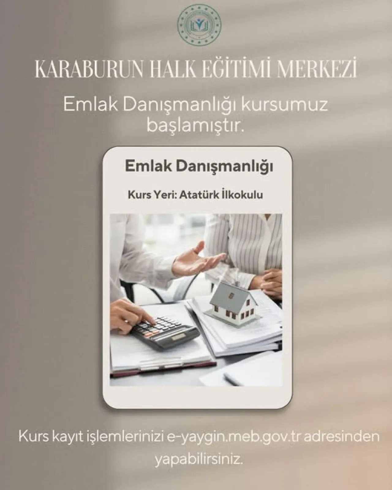 Karaburun'da Emlak Danışmanlığı Kariyeri İçin Fırsat: Halk Eğitim Merkezi Kurs Kayıtları Başladı Karaburun'da Emlak Danışmanlığı Kariyeri İçin Fırsat: Halk Eğitim Merkezi Kurs Kayıtları Başladı