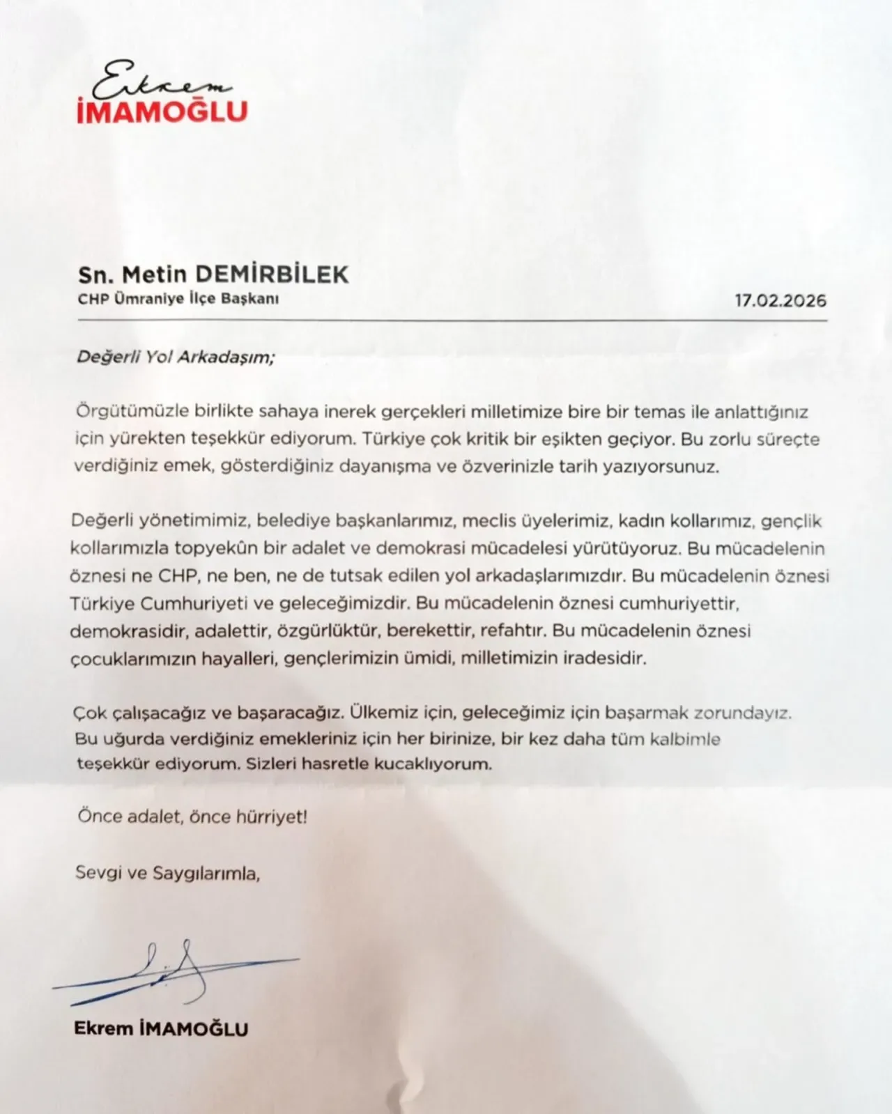 Mektupla Gelen Dayanışma: CHP Ümraniye'den Anlamlı Davet Mektupla Gelen Dayanışma: CHP Ümraniye'den Anlamlı Davet