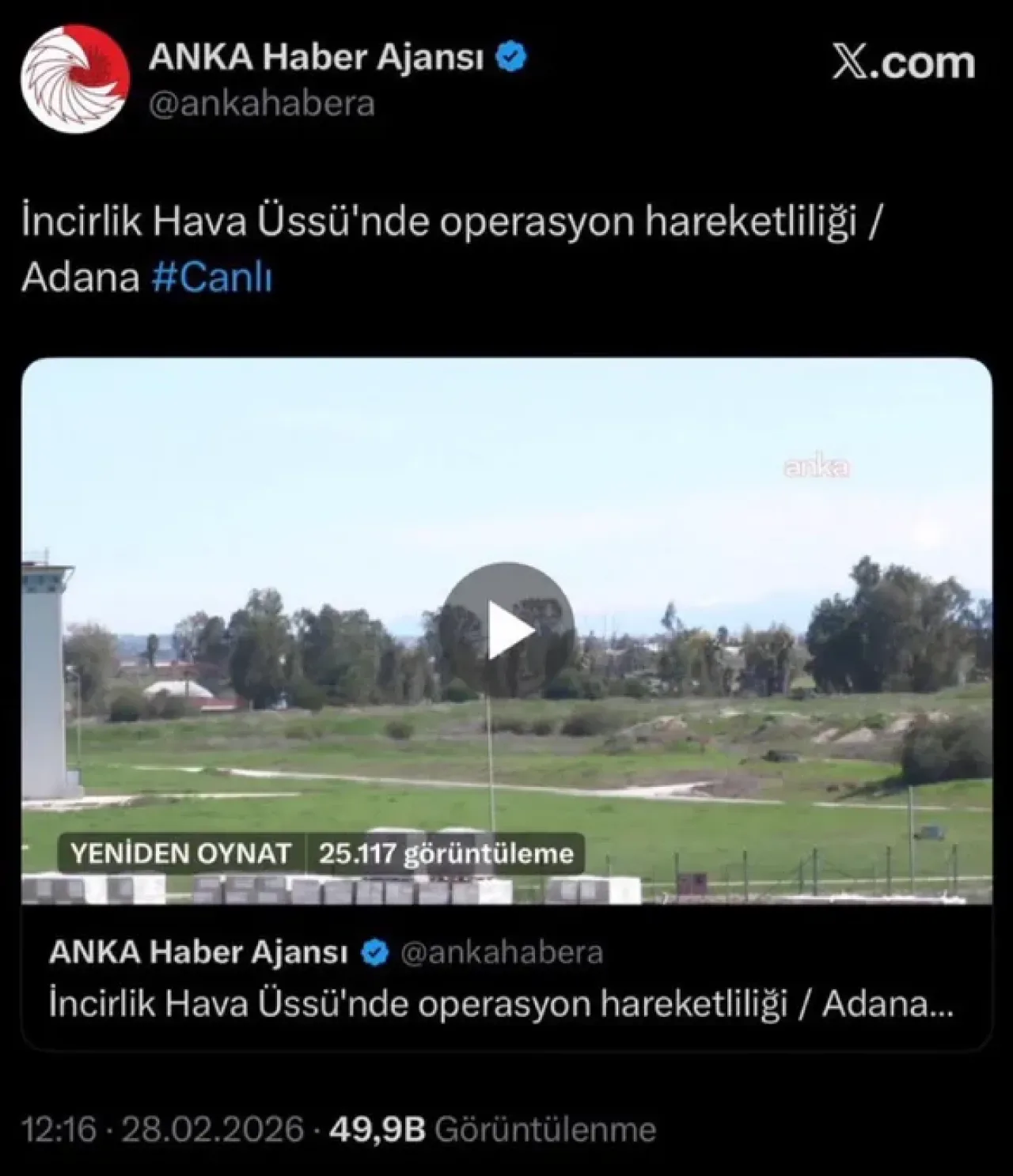 İncirlik Hava Üssü Görüntülerinin Canlı Yayınına Soruşturma İncirlik Hava Üssü Görüntülerinin Canlı Yayınına Soruşturma